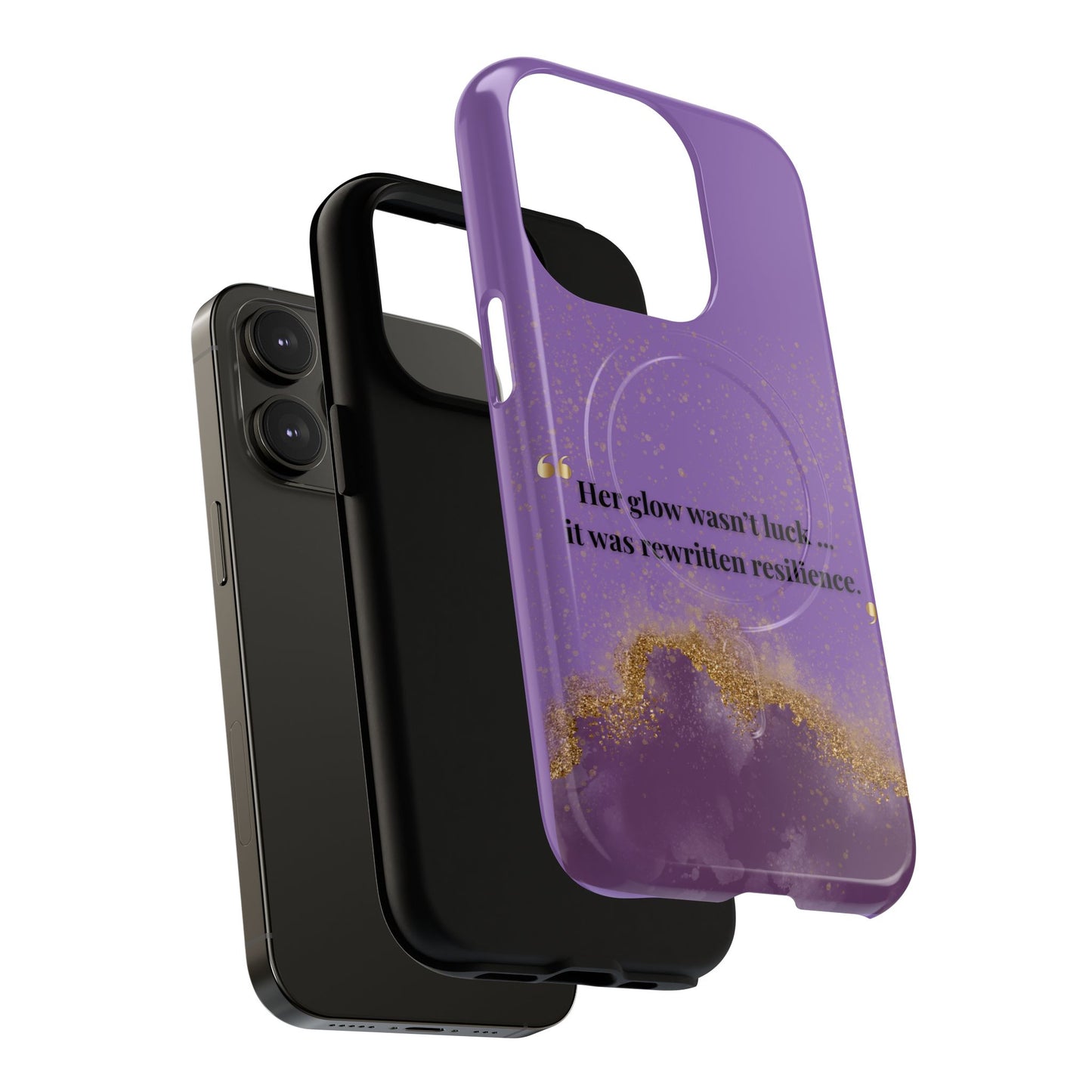Phone Case — "Her glow wasn't luck... it was rewritten resilience" Purple Glitter Tough Magnetic Case