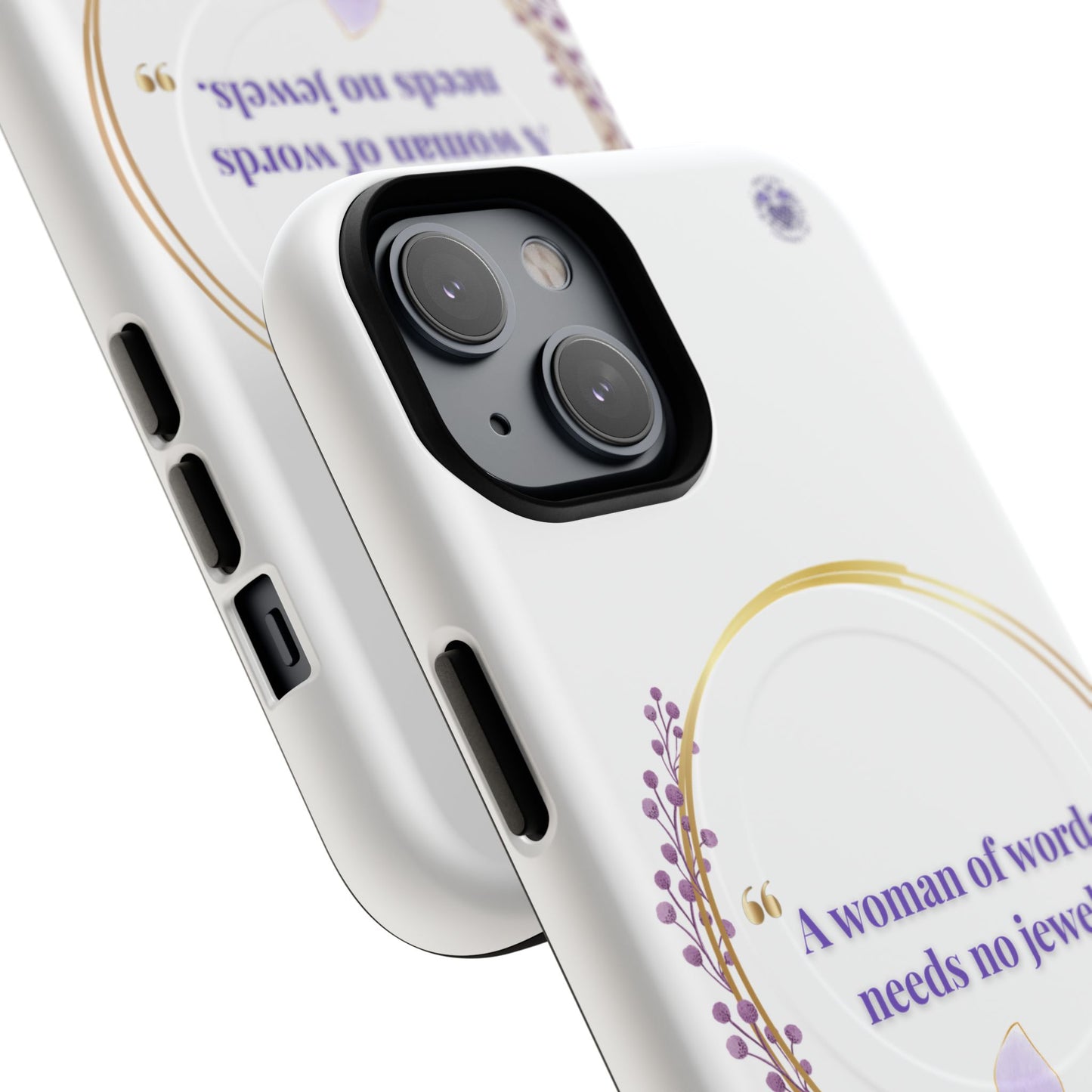 Phone Case — “A Woman of Words Needs No Jewels” Floral Magnetic Tough Case