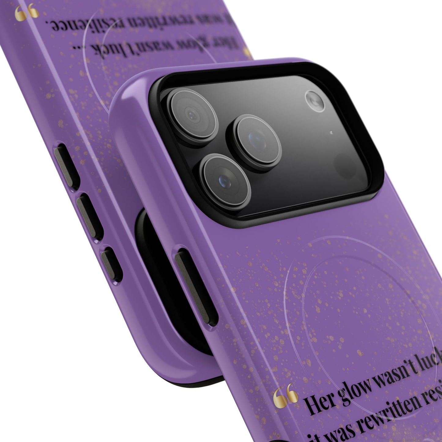 Phone Case — "Her glow wasn't luck... it was rewritten resilience" Purple Glitter Tough Magnetic Case