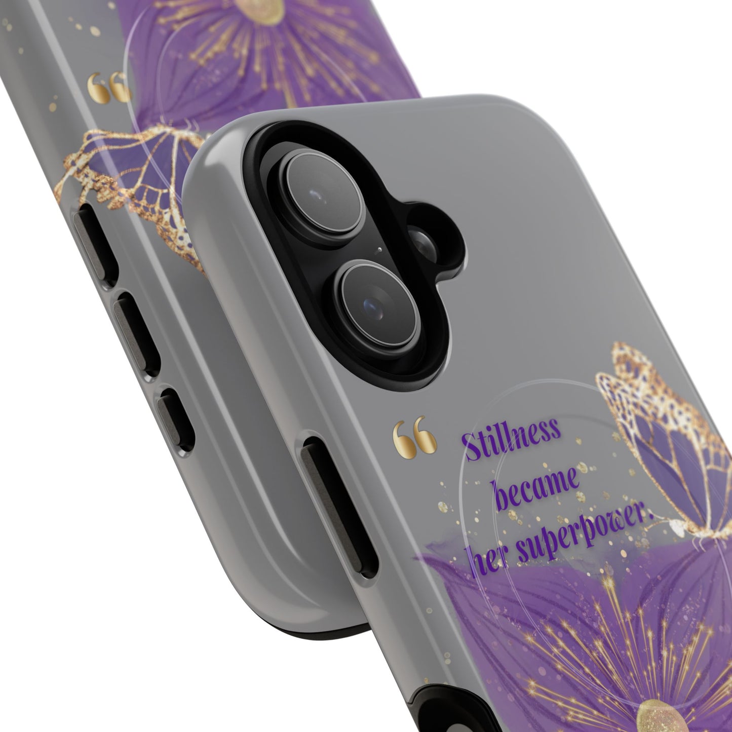 Phone Case — "Stillness Became Her Superpower" Purple Butterfly Tough Magnetic Case