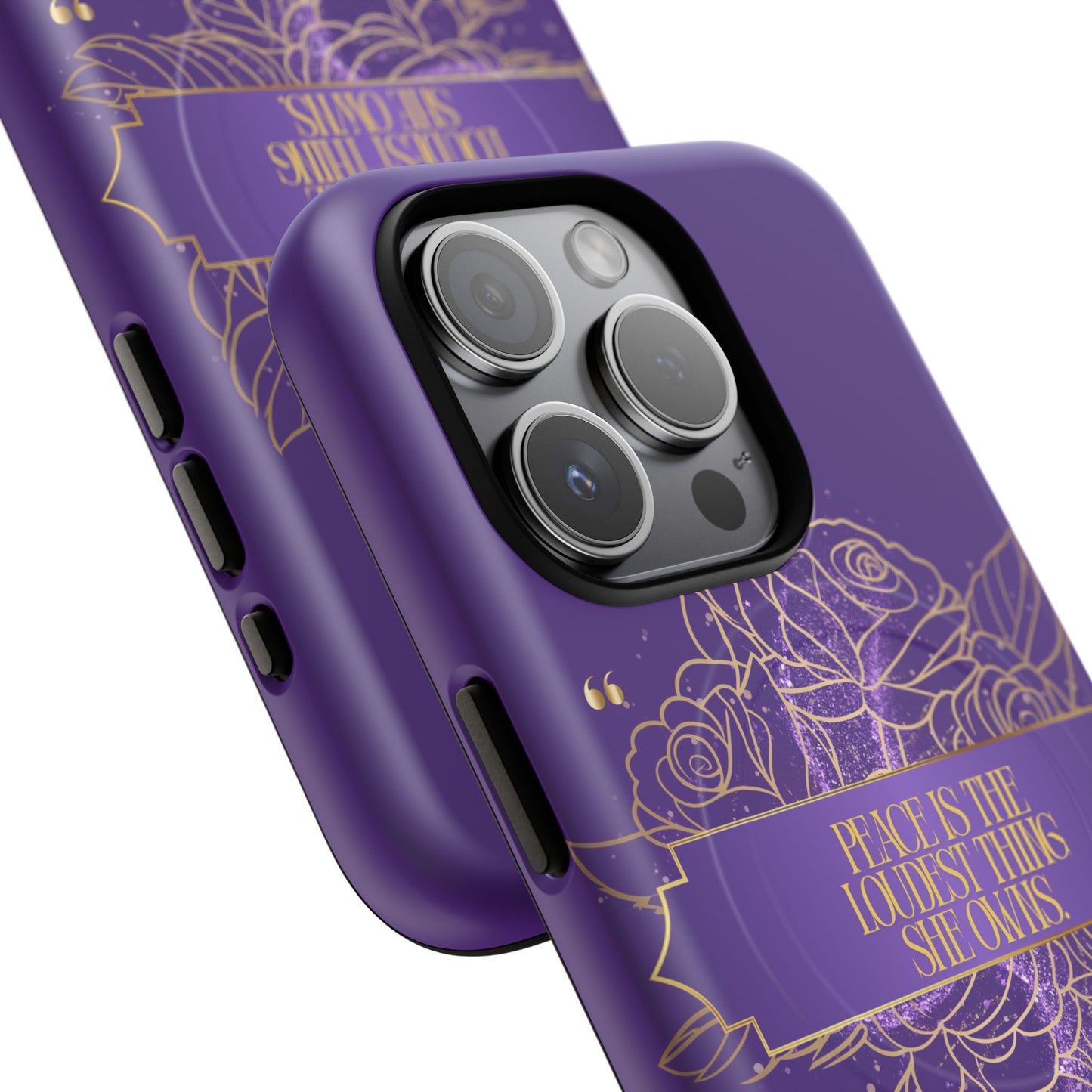 Peace is the loudest... Floral Purple Banner Tough Magnetic Phone Case