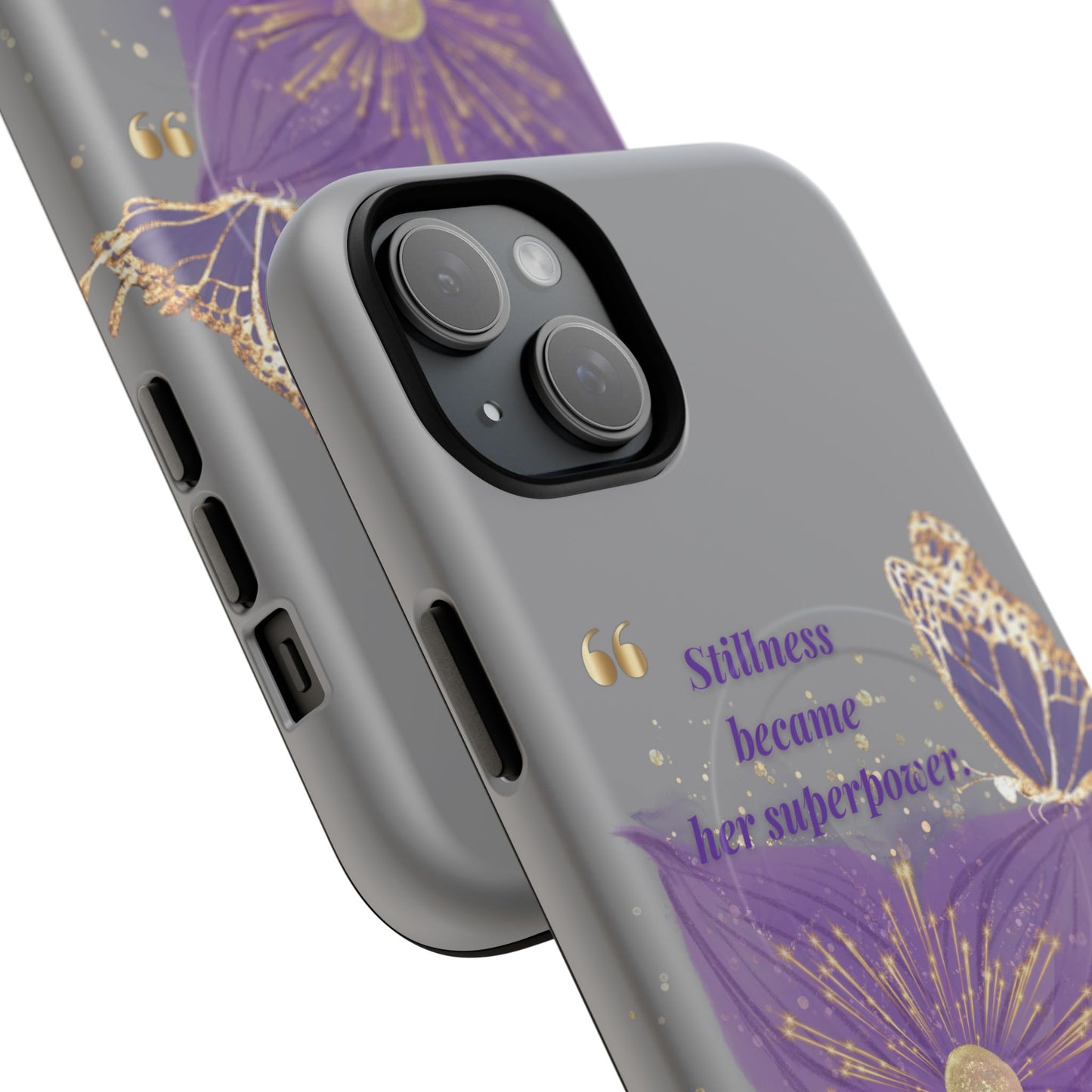 Phone Case — "Stillness Became Her Superpower" Purple Butterfly Tough Magnetic Case