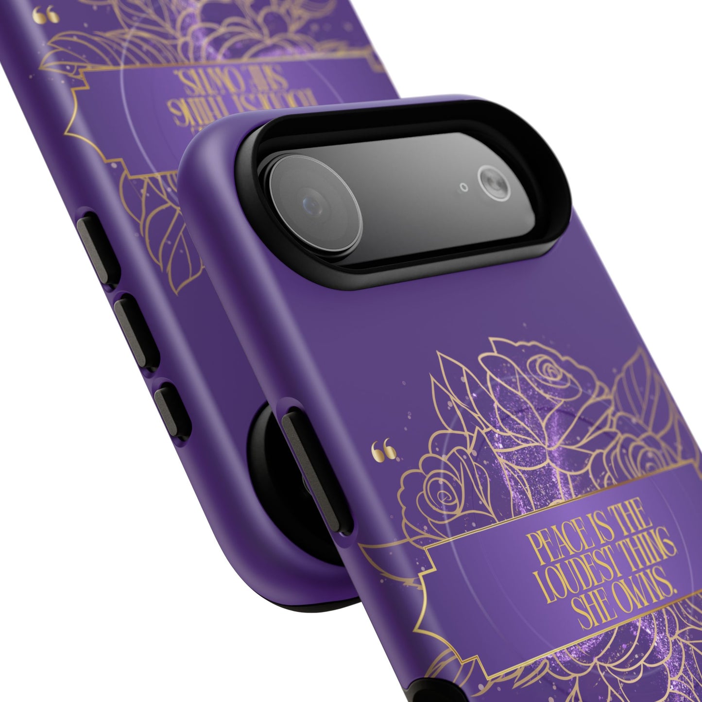 Peace is the loudest... Floral Purple Banner Tough Magnetic Phone Case