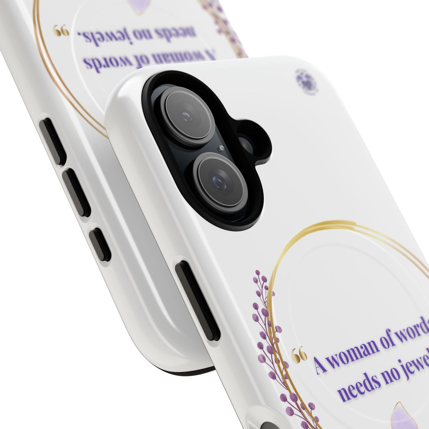 Phone Case — “A Woman of Words Needs No Jewels” Floral Magnetic Tough Case
