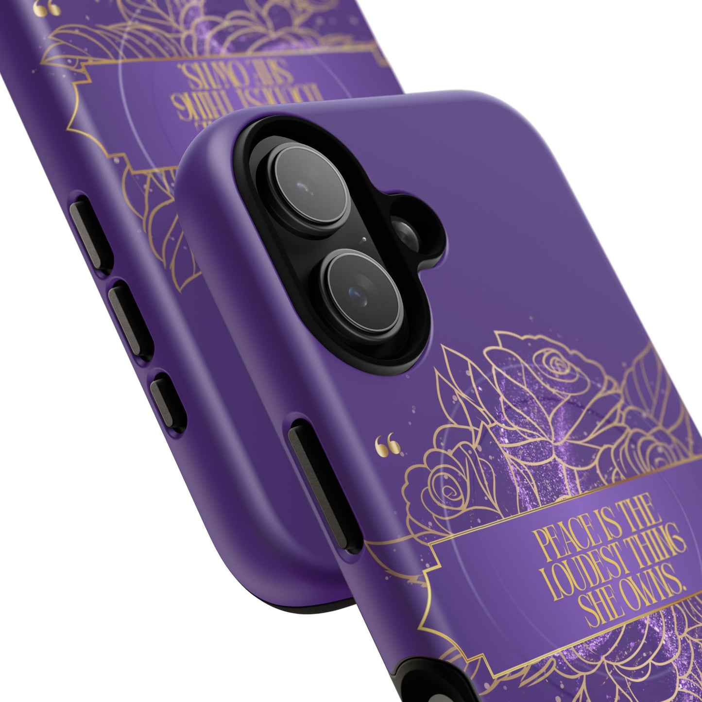 Peace is the loudest... Floral Purple Banner Tough Magnetic Phone Case