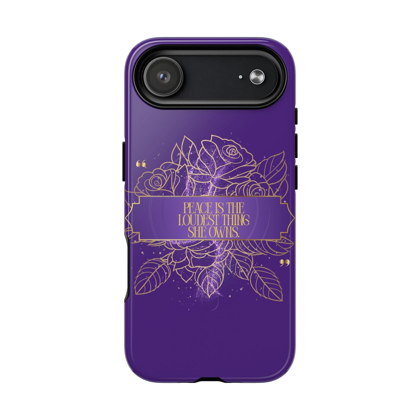 Peace is the loudest... Floral Purple Banner Tough Magnetic Phone Case