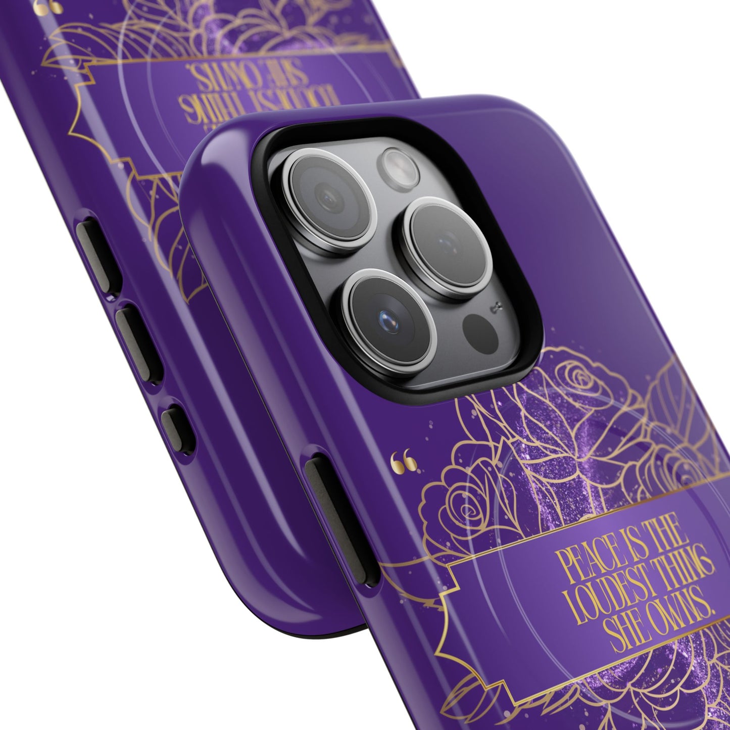 Peace is the loudest... Floral Purple Banner Tough Magnetic Phone Case