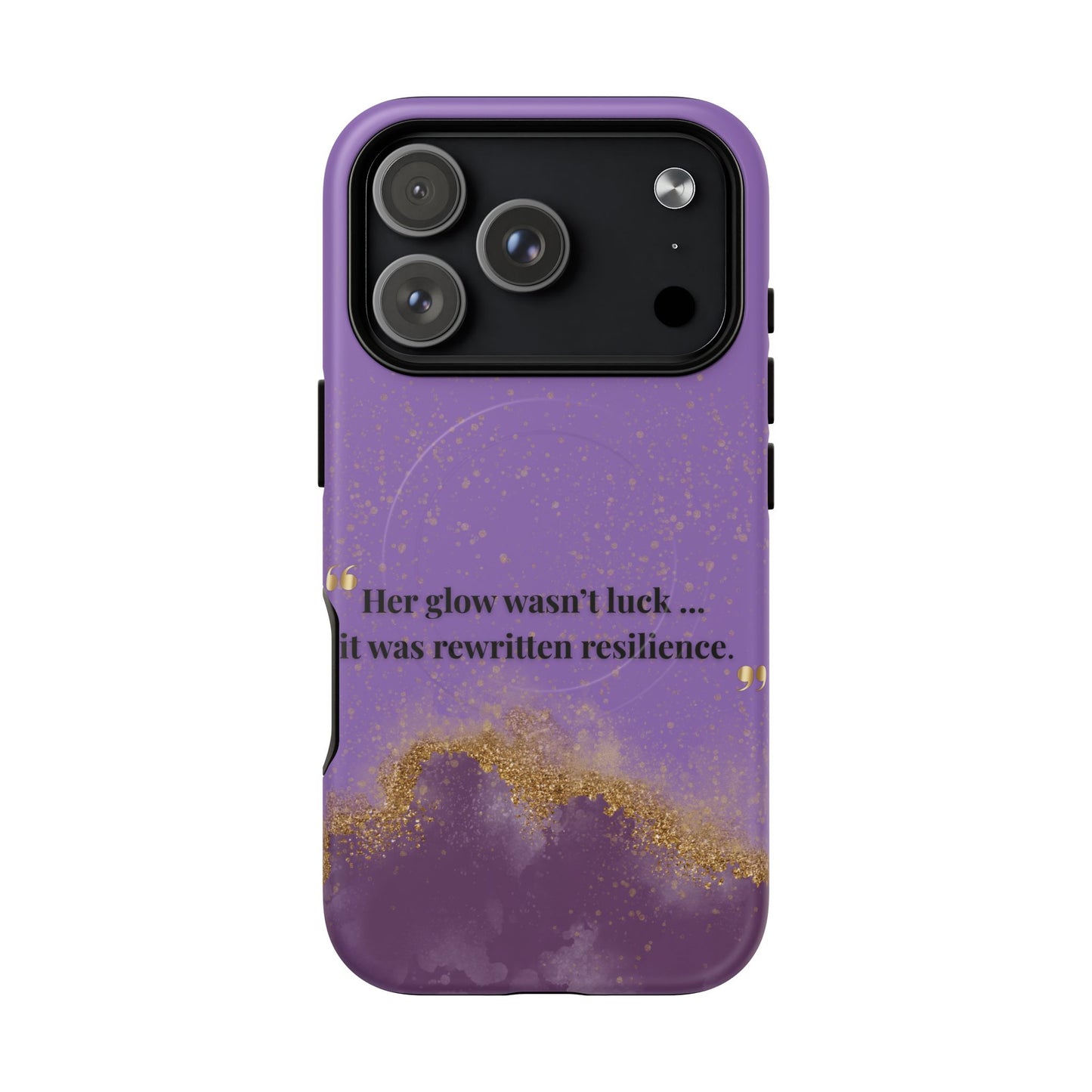 Phone Case — "Her glow wasn't luck... it was rewritten resilience" Purple Glitter Tough Magnetic Case