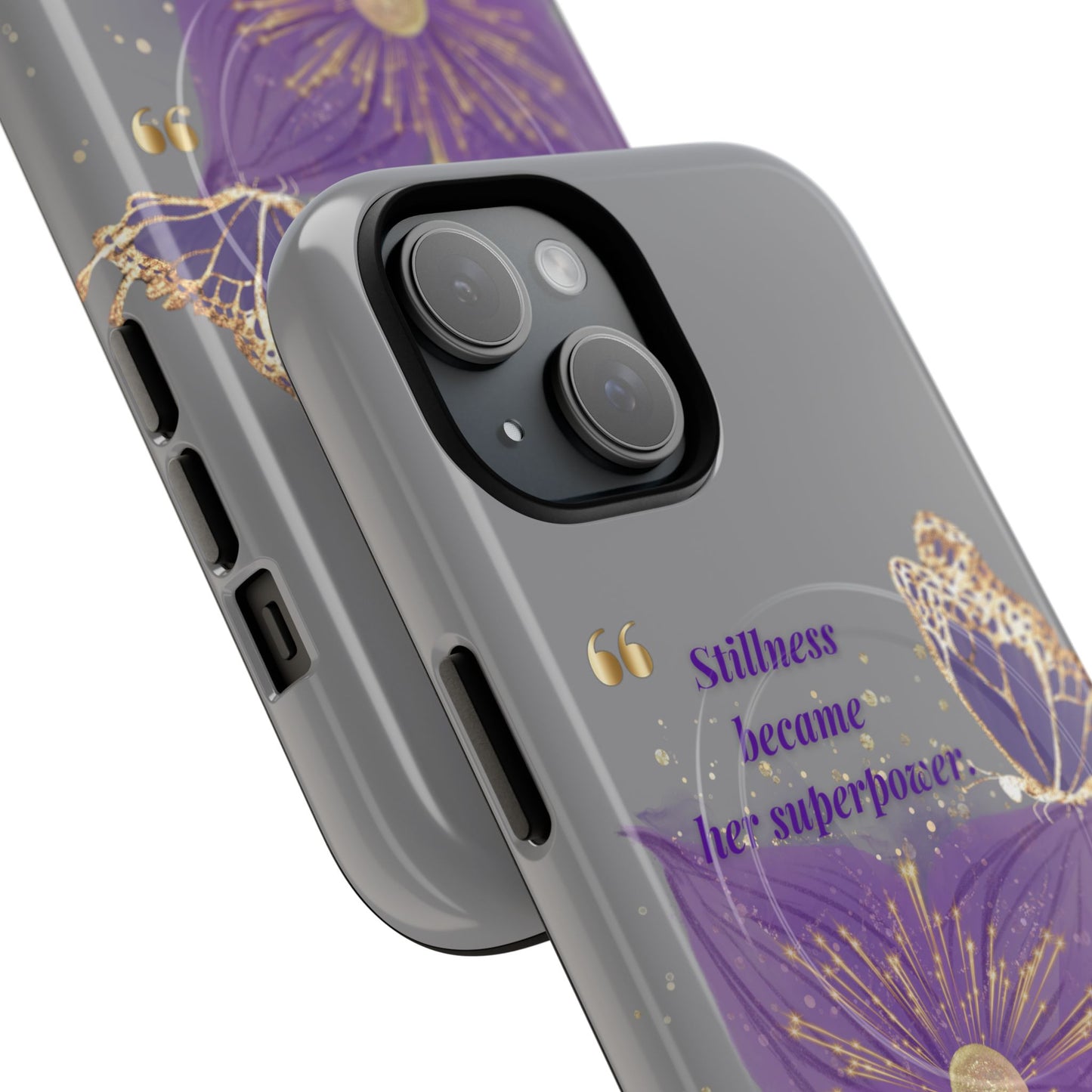 Phone Case — "Stillness Became Her Superpower" Purple Butterfly Tough Magnetic Case