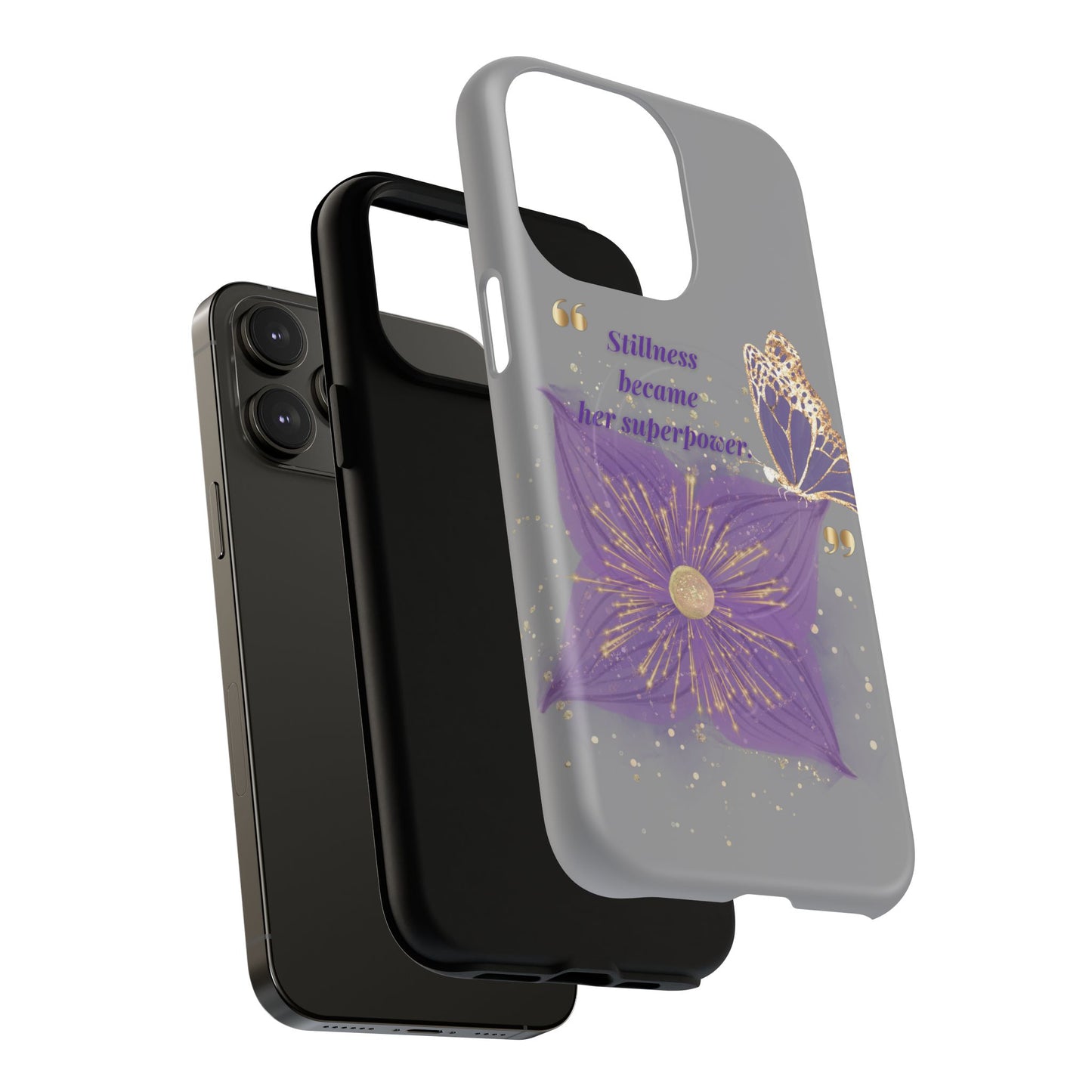 Phone Case — "Stillness Became Her Superpower" Purple Butterfly Tough Magnetic Case