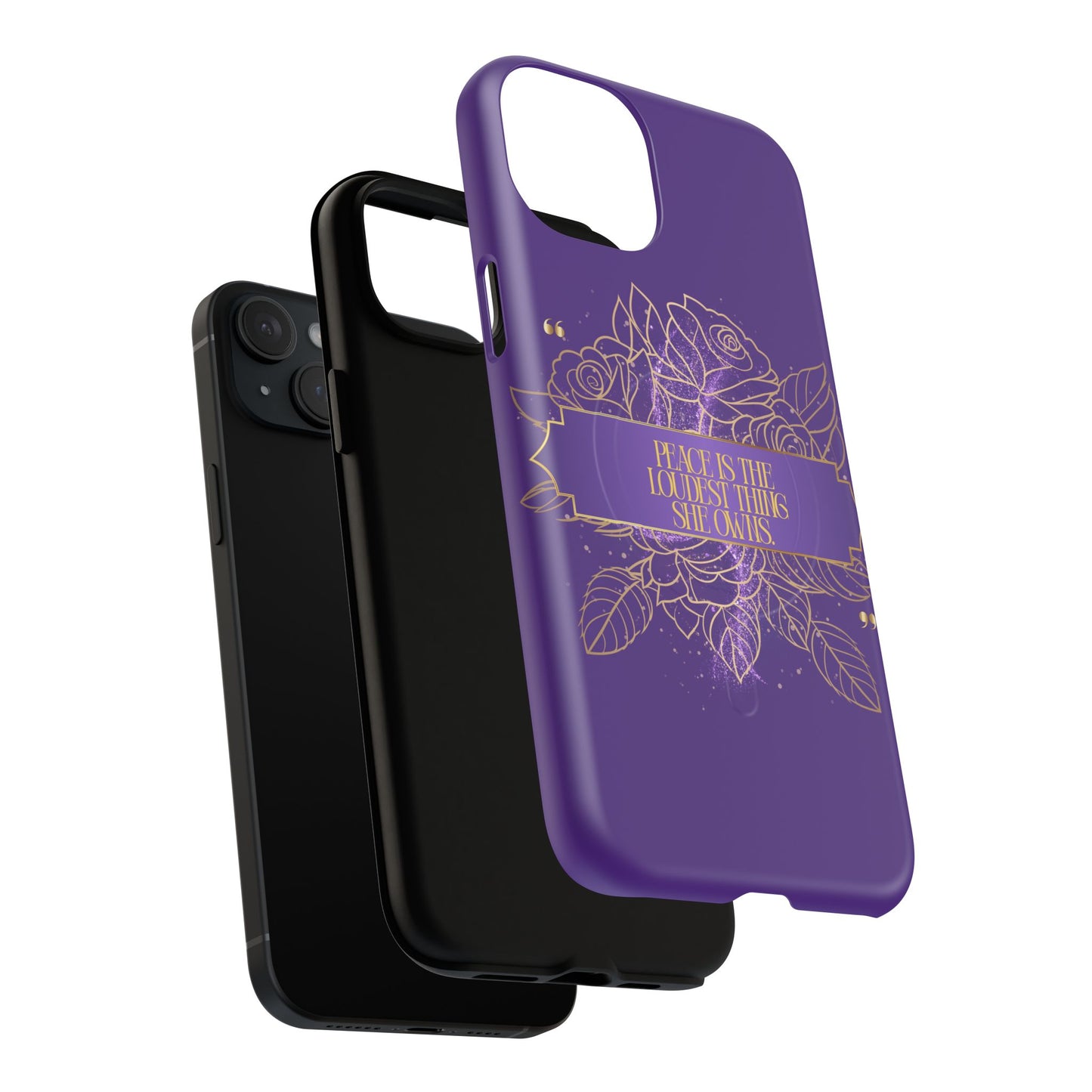 Peace is the loudest... Floral Purple Banner Tough Magnetic Phone Case