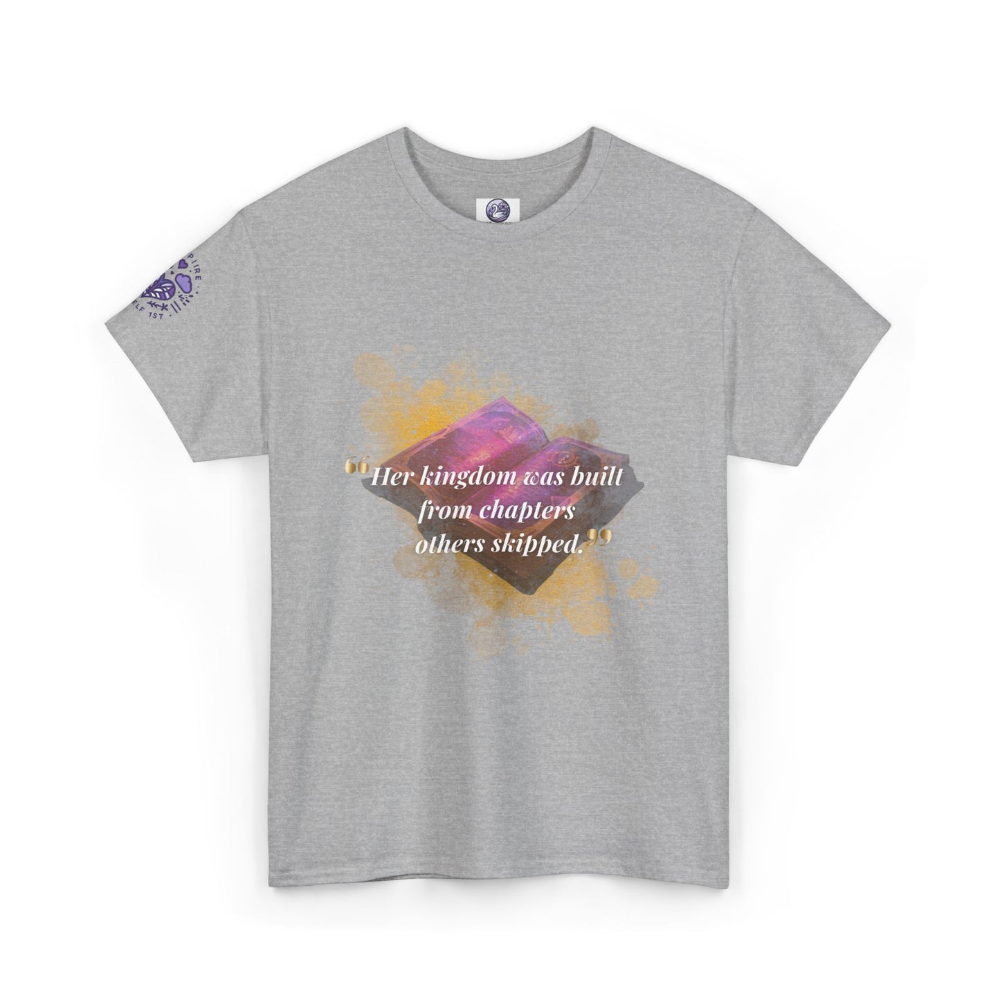 Inspirational Watercolor Quote Tee — "Her kingdom was built..." Graphic T-Shirt