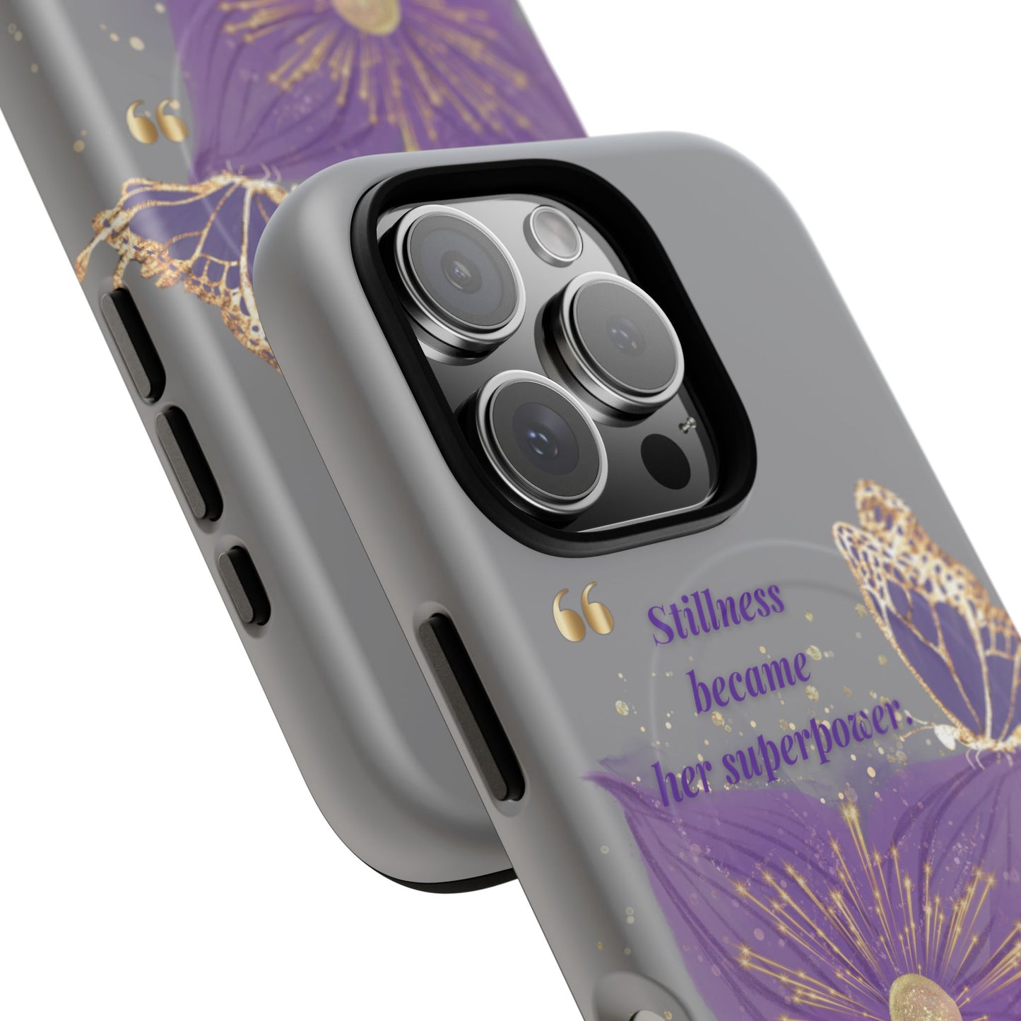 Phone Case — "Stillness Became Her Superpower" Purple Butterfly Tough Magnetic Case