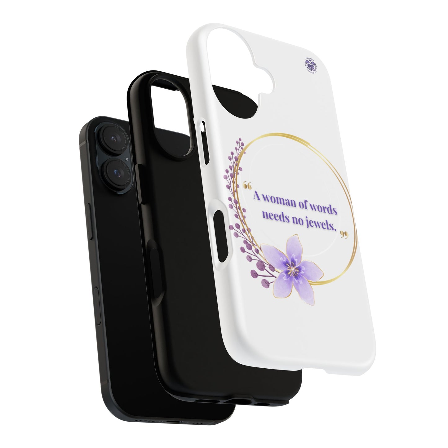 Phone Case — “A Woman of Words Needs No Jewels” Floral Magnetic Tough Case