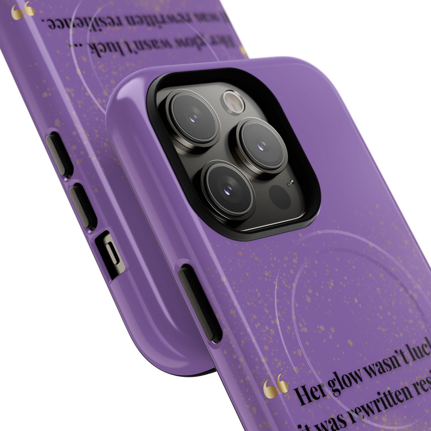 Phone Case — "Her glow wasn't luck... it was rewritten resilience" Purple Glitter Tough Magnetic Case