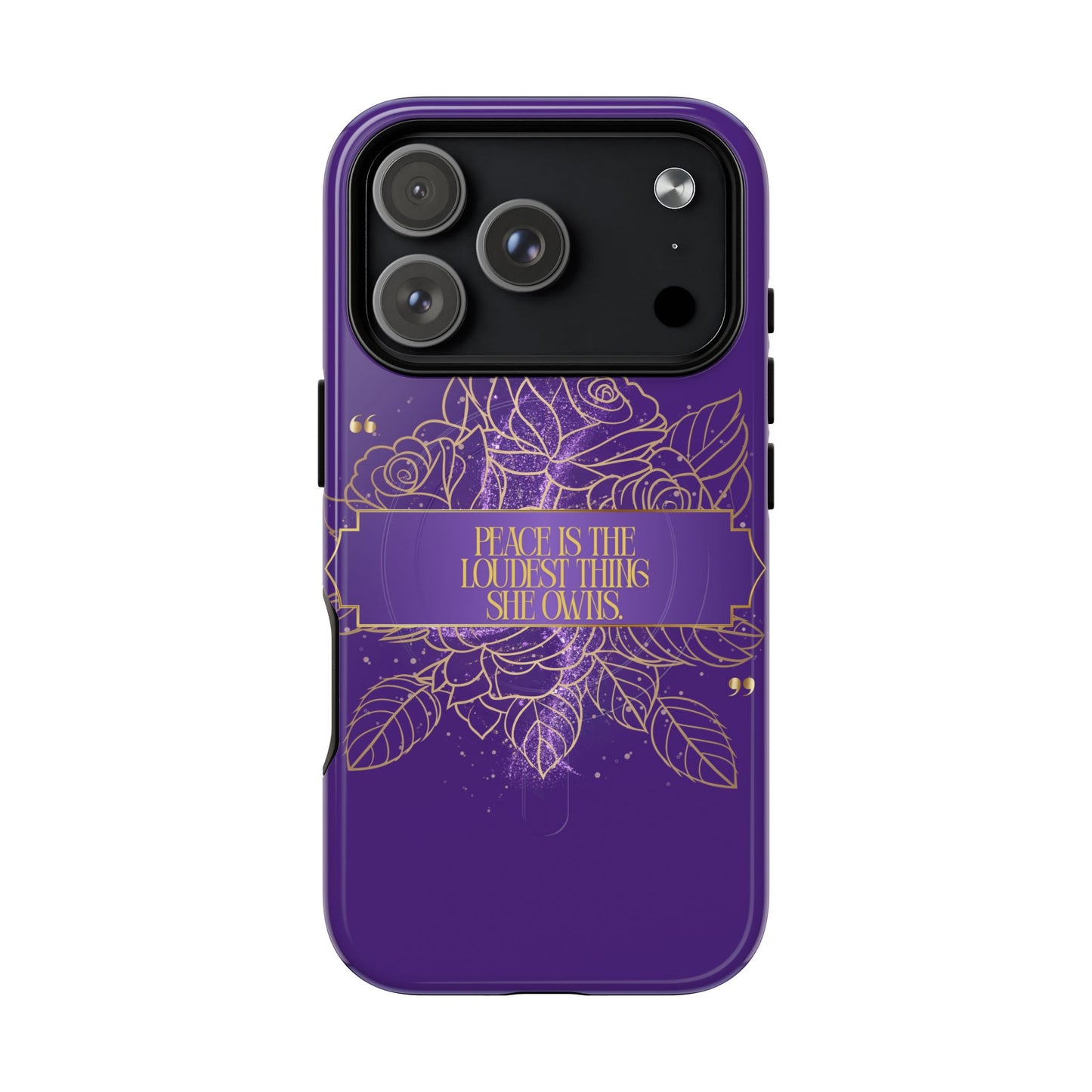 Peace is the loudest... Floral Purple Banner Tough Magnetic Phone Case