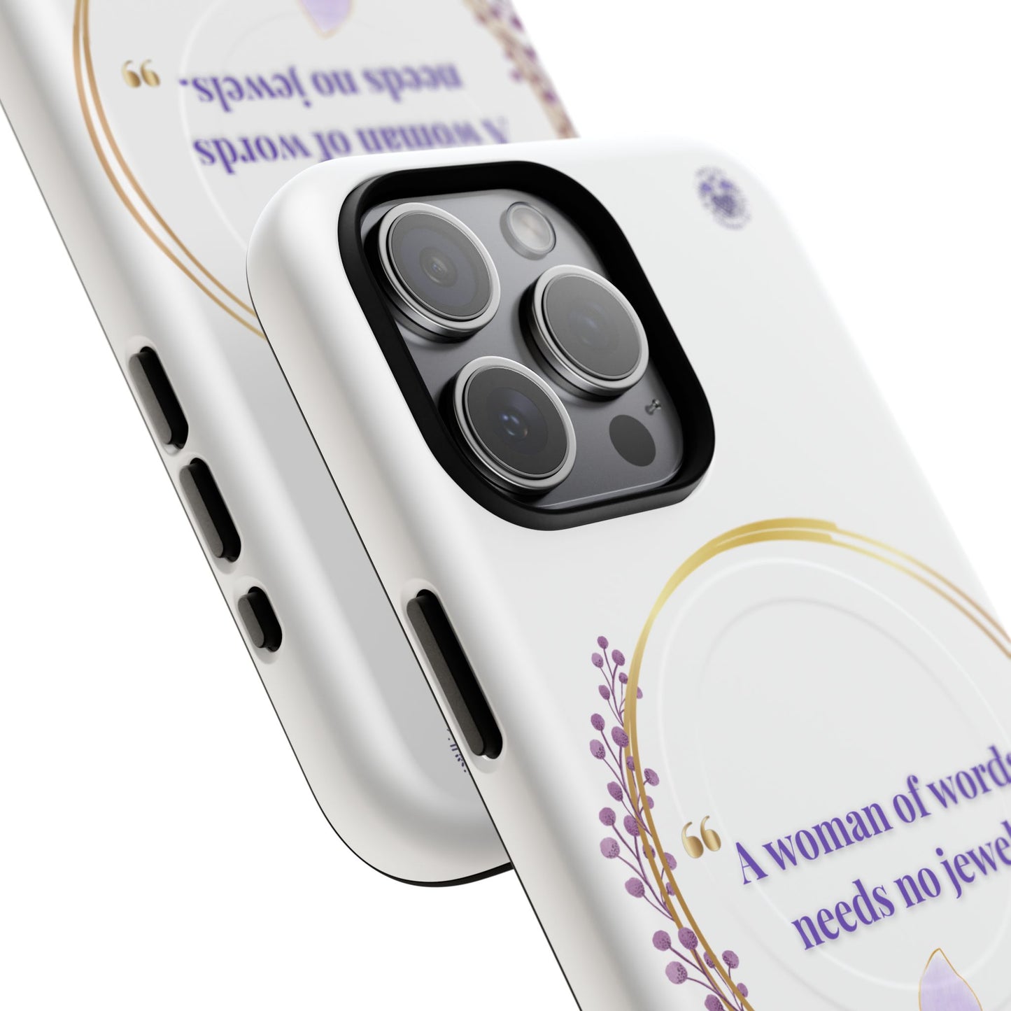 Phone Case — “A Woman of Words Needs No Jewels” Floral Magnetic Tough Case