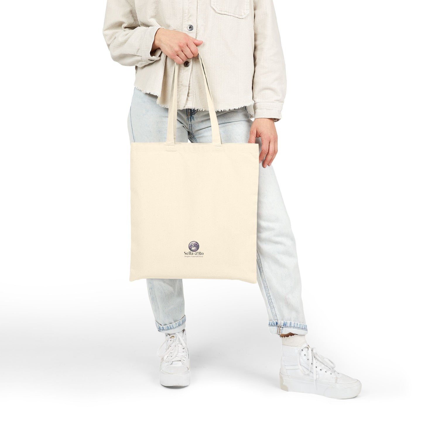 Floral Mandala Cotton Tote — "Peace is the Loudest Thing She Owns" Inspirational Canvas Bag