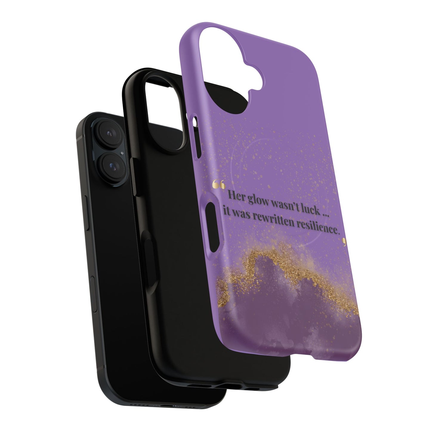 Phone Case — "Her glow wasn't luck... it was rewritten resilience" Purple Glitter Tough Magnetic Case