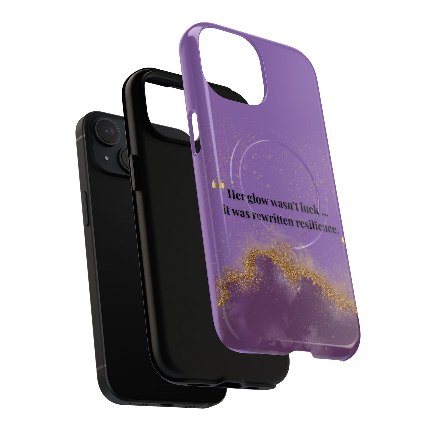 Phone Case — "Her glow wasn't luck... it was rewritten resilience" Purple Glitter Tough Magnetic Case
