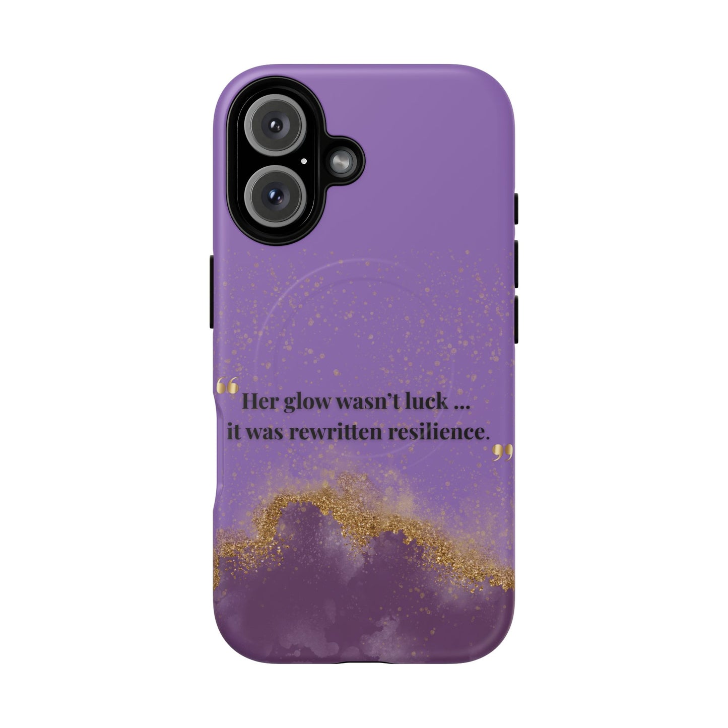 Phone Case — "Her glow wasn't luck... it was rewritten resilience" Purple Glitter Tough Magnetic Case