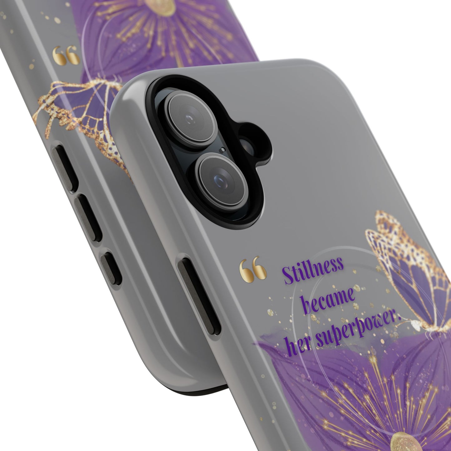Phone Case — "Stillness Became Her Superpower" Purple Butterfly Tough Magnetic Case