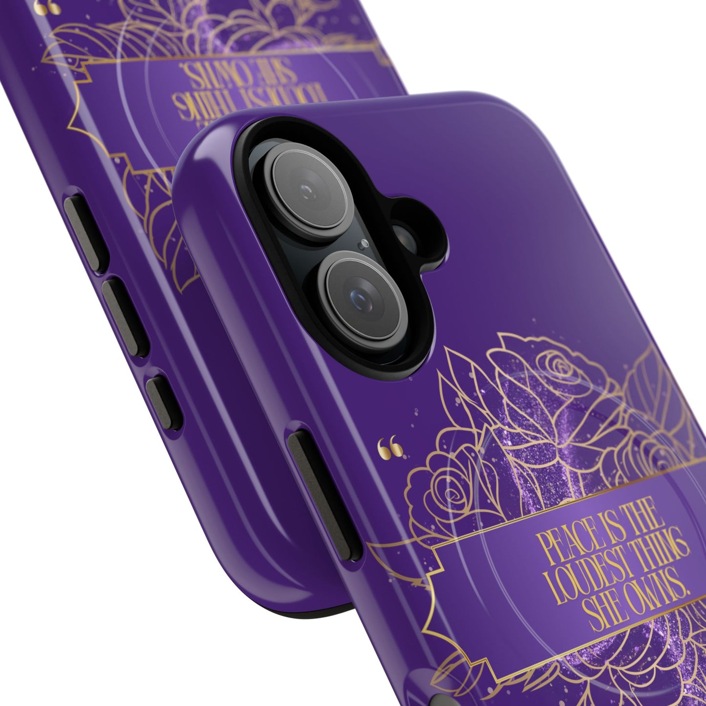 Peace is the loudest... Floral Purple Banner Tough Magnetic Phone Case