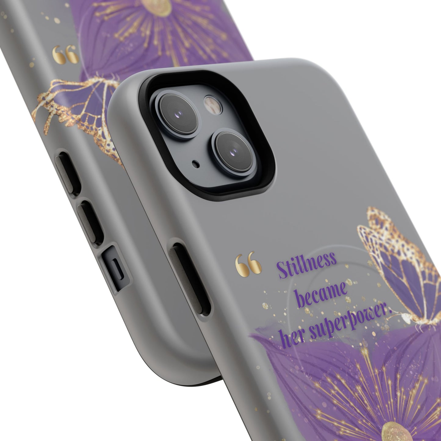 Phone Case — "Stillness Became Her Superpower" Purple Butterfly Tough Magnetic Case