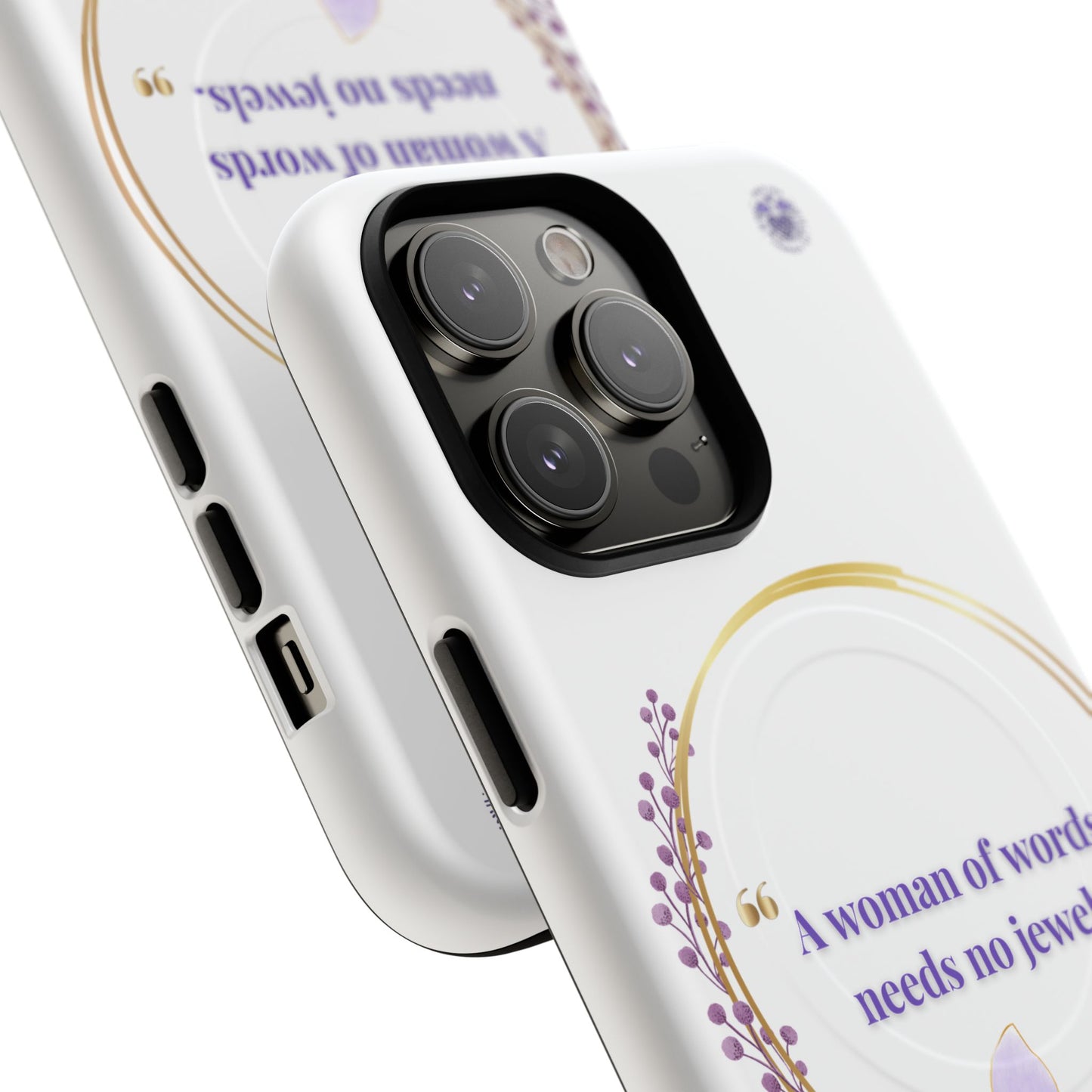 Phone Case — “A Woman of Words Needs No Jewels” Floral Magnetic Tough Case