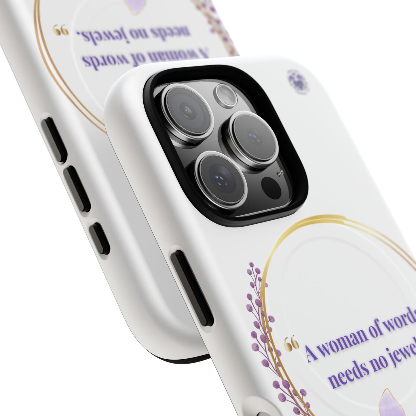 Phone Case — “A Woman of Words Needs No Jewels” Floral Magnetic Tough Case