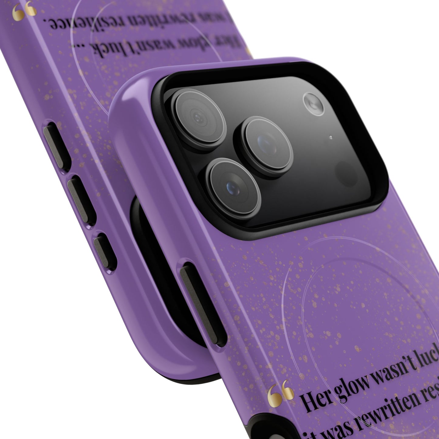 Phone Case — "Her glow wasn't luck... it was rewritten resilience" Purple Glitter Tough Magnetic Case