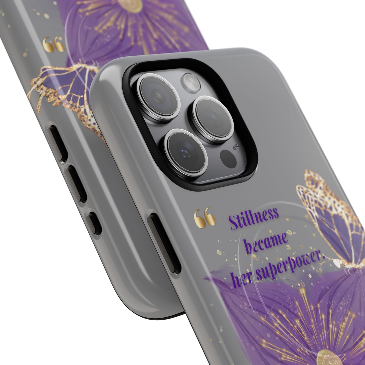 Phone Case — "Stillness Became Her Superpower" Purple Butterfly Tough Magnetic Case