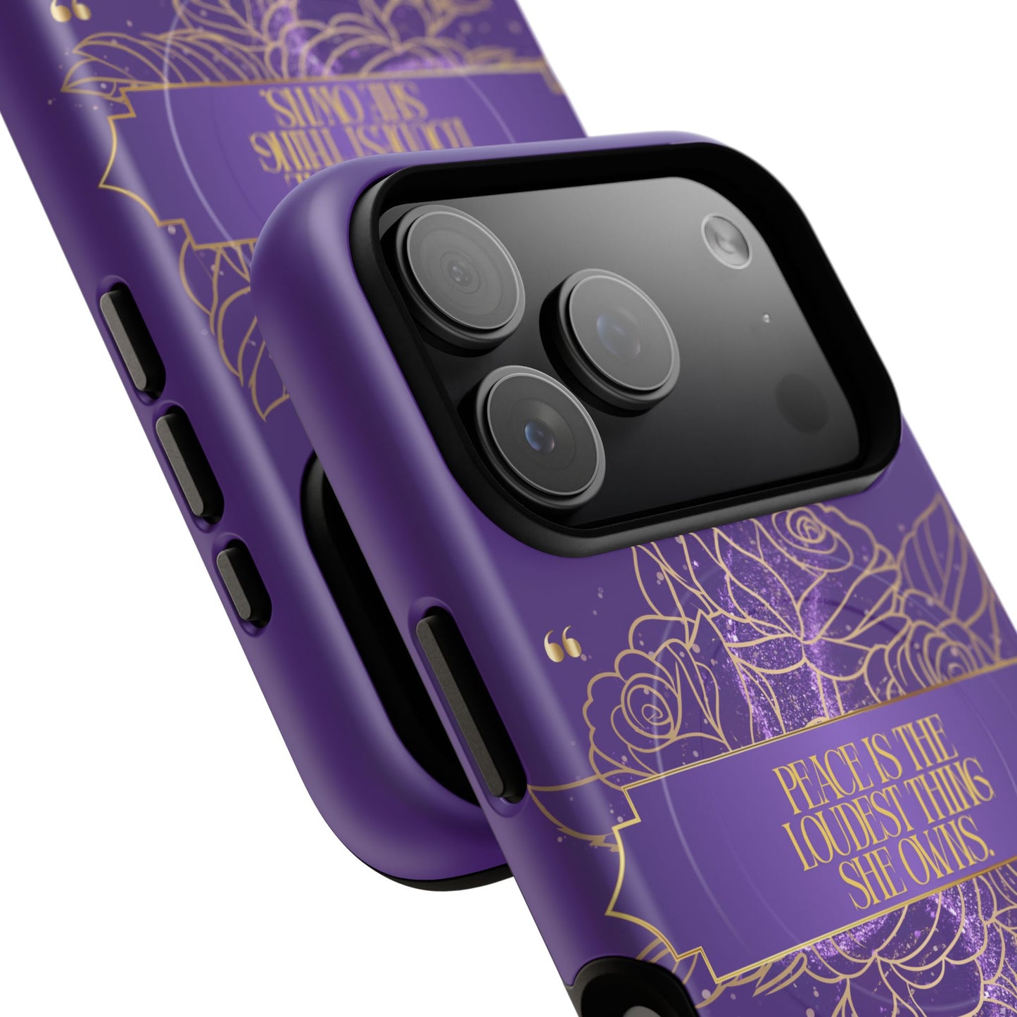 Peace is the loudest... Floral Purple Banner Tough Magnetic Phone Case