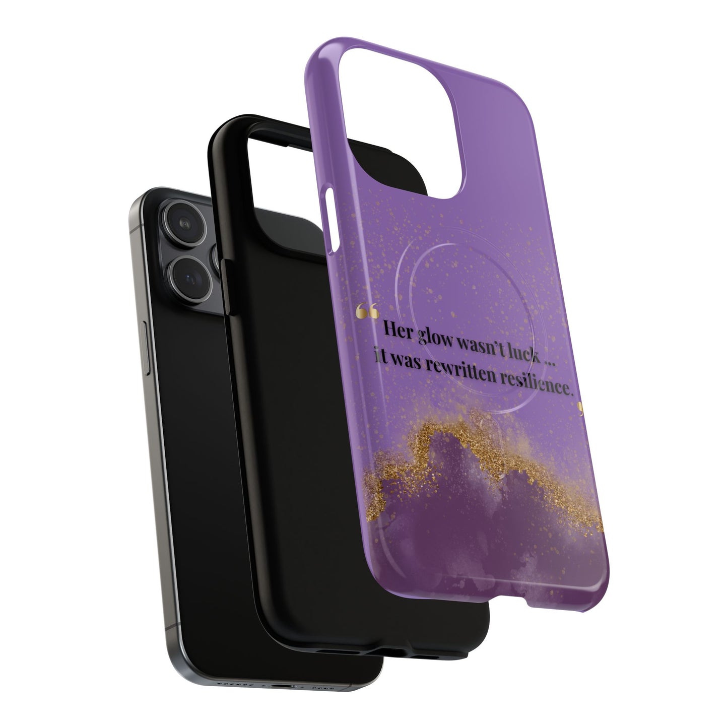 Phone Case — "Her glow wasn't luck... it was rewritten resilience" Purple Glitter Tough Magnetic Case
