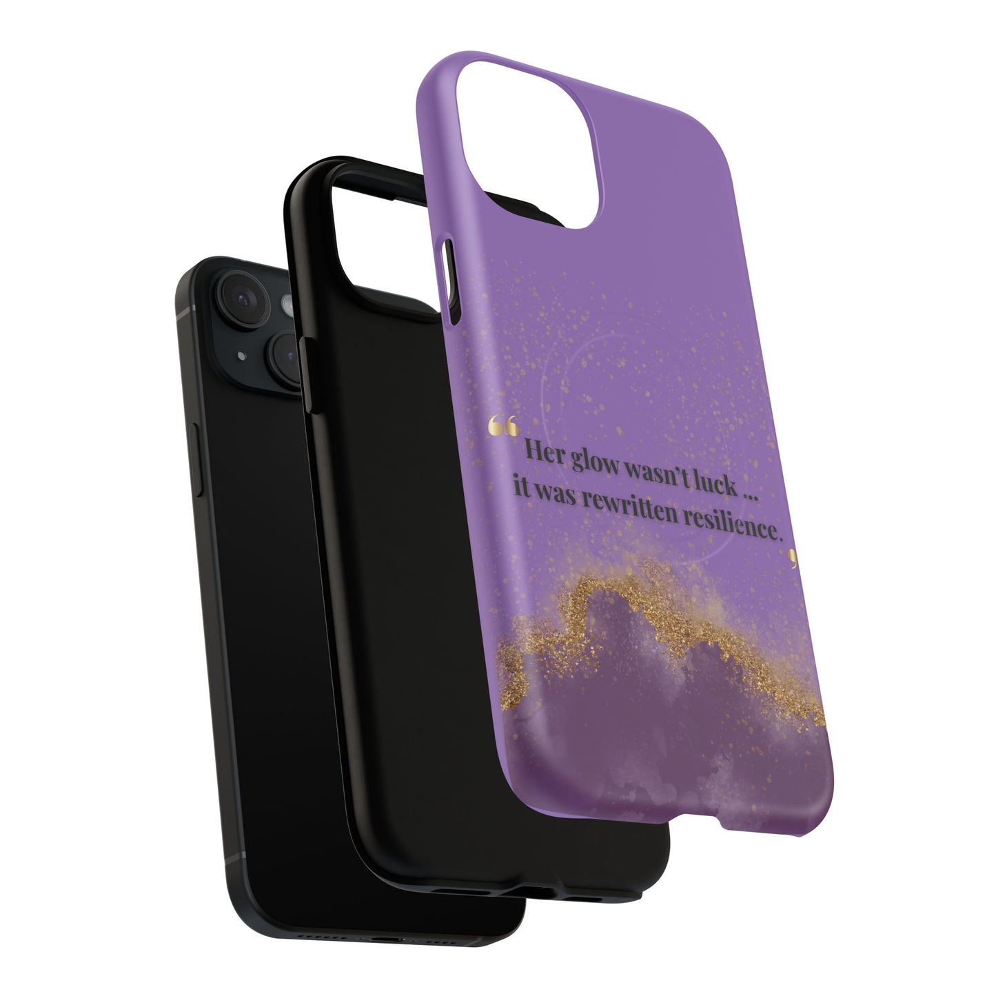 Phone Case — "Her glow wasn't luck... it was rewritten resilience" Purple Glitter Tough Magnetic Case