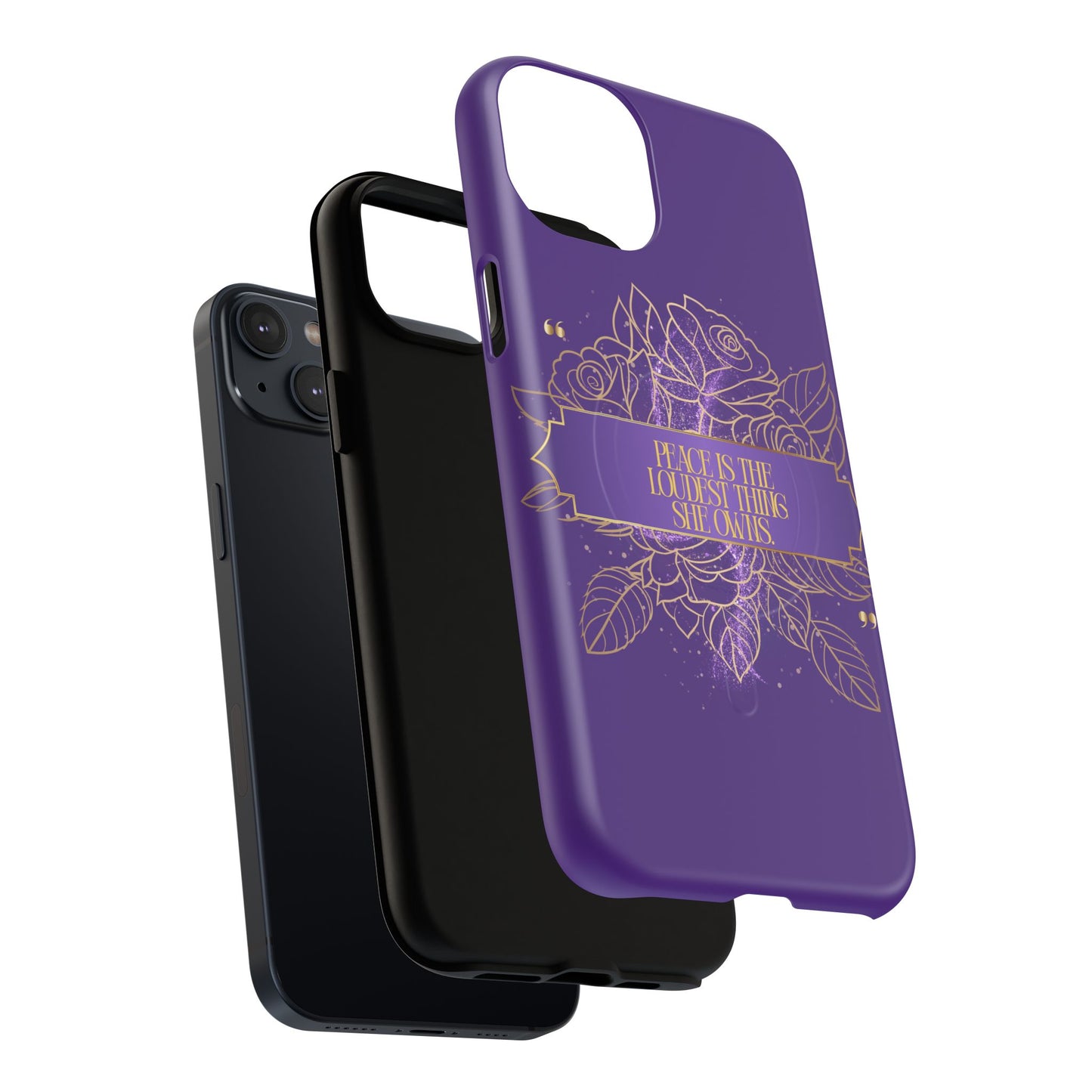 Peace is the loudest... Floral Purple Banner Tough Magnetic Phone Case