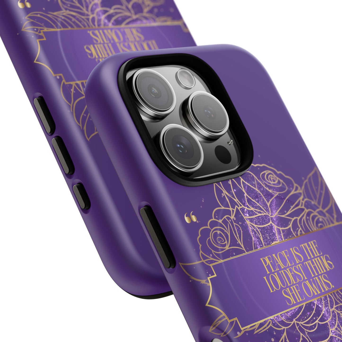 Peace is the loudest... Floral Purple Banner Tough Magnetic Phone Case