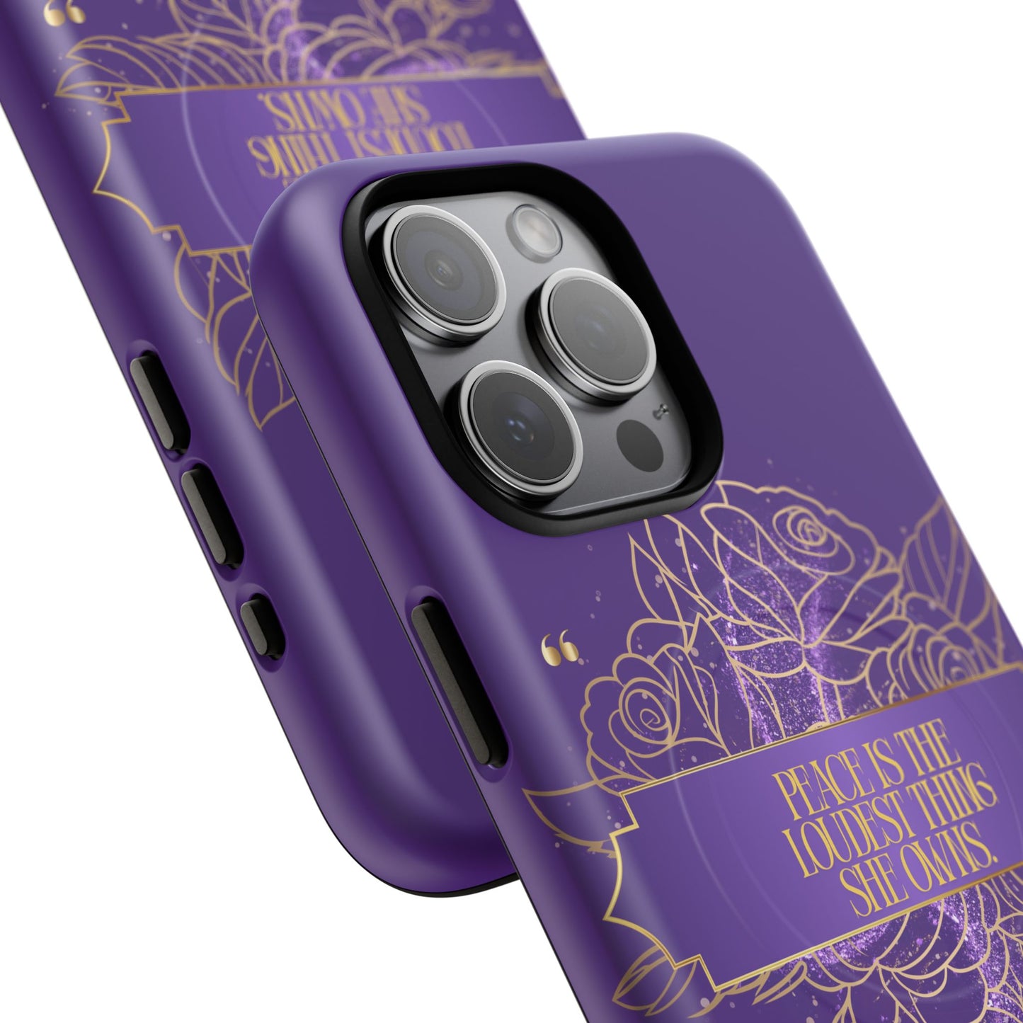 Peace is the loudest... Floral Purple Banner Tough Magnetic Phone Case