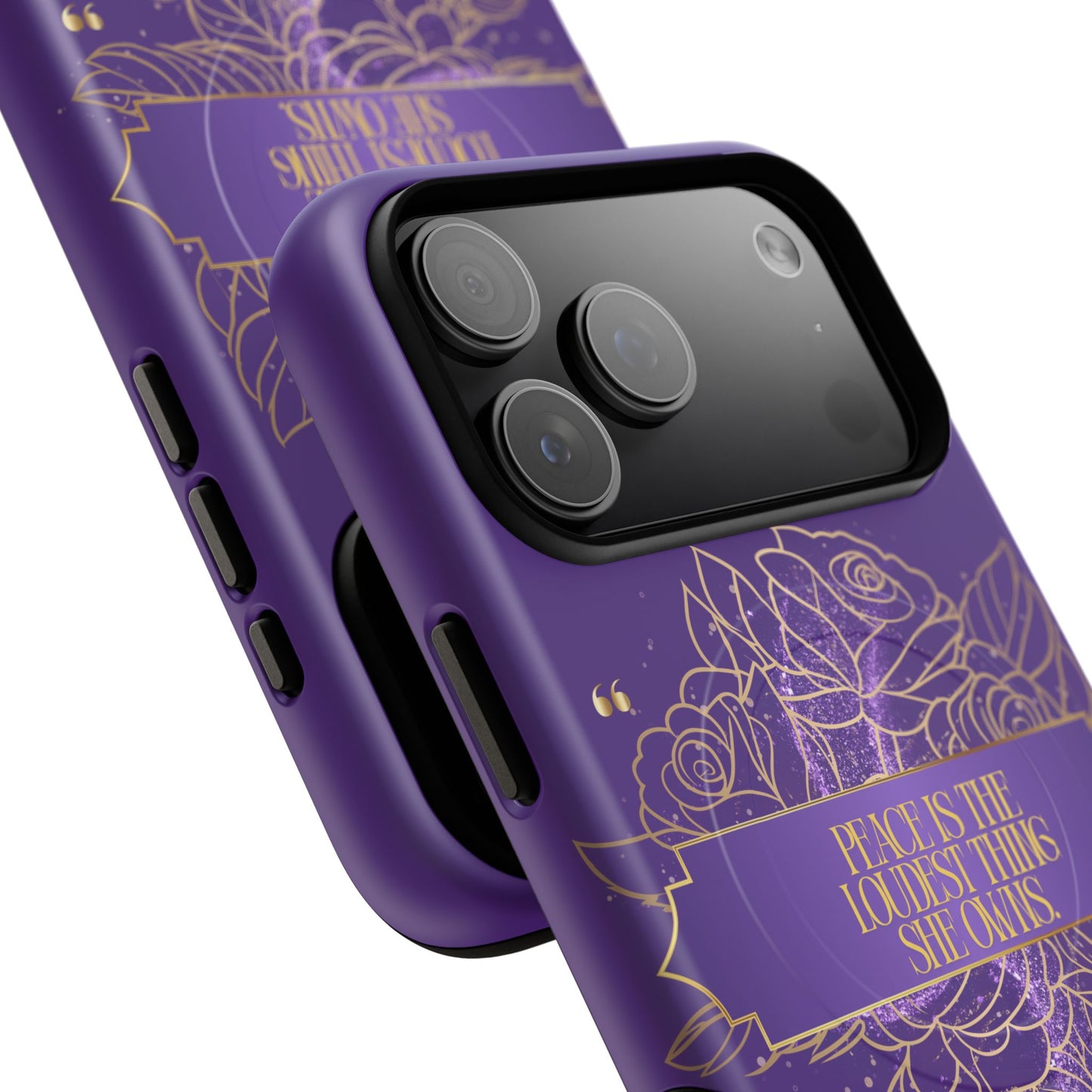 Peace is the loudest... Floral Purple Banner Tough Magnetic Phone Case