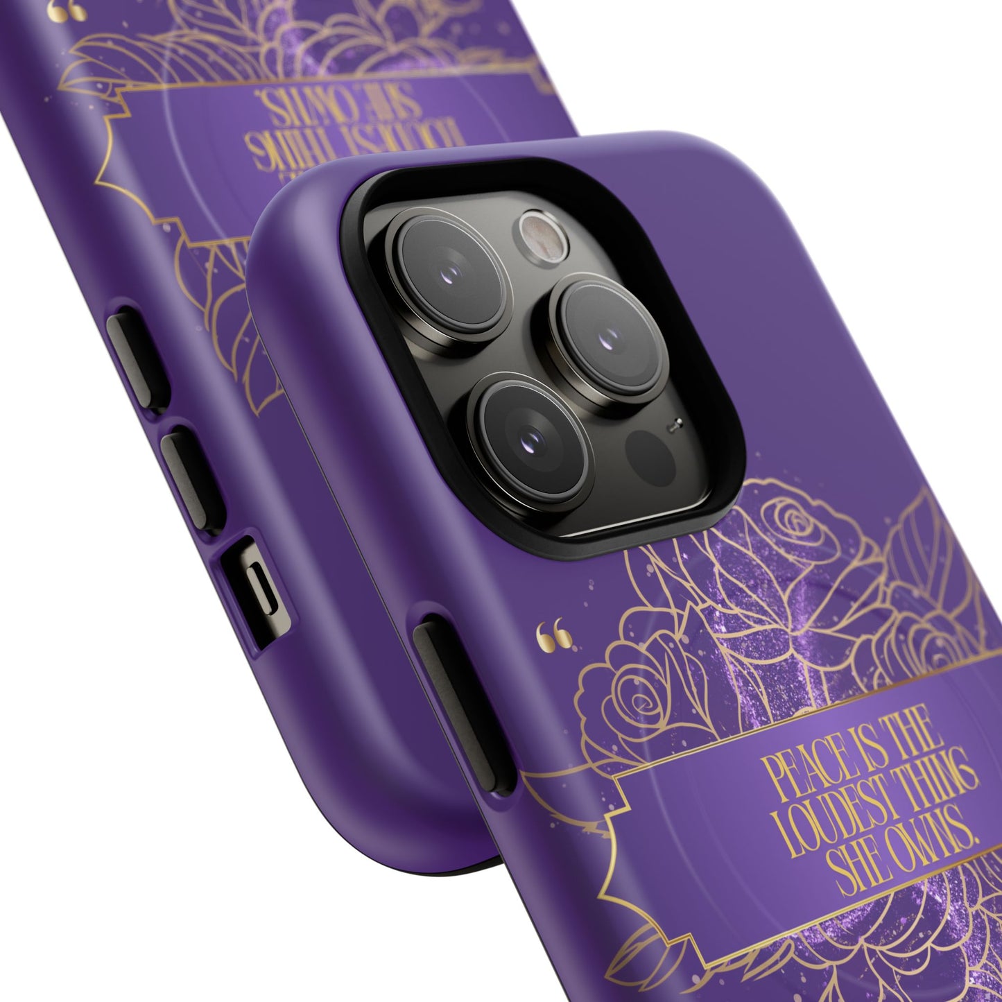 Peace is the loudest... Floral Purple Banner Tough Magnetic Phone Case