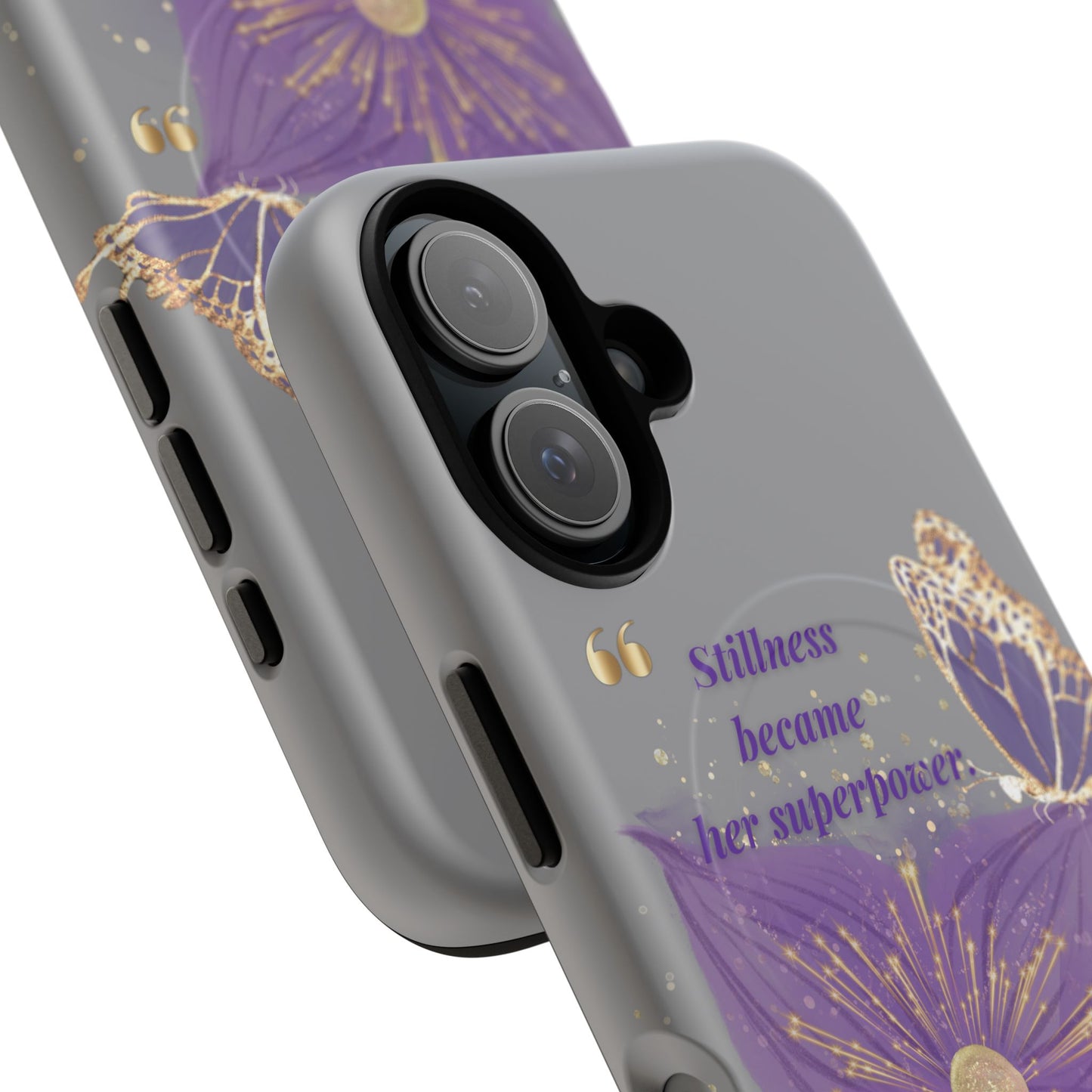 Phone Case — "Stillness Became Her Superpower" Purple Butterfly Tough Magnetic Case