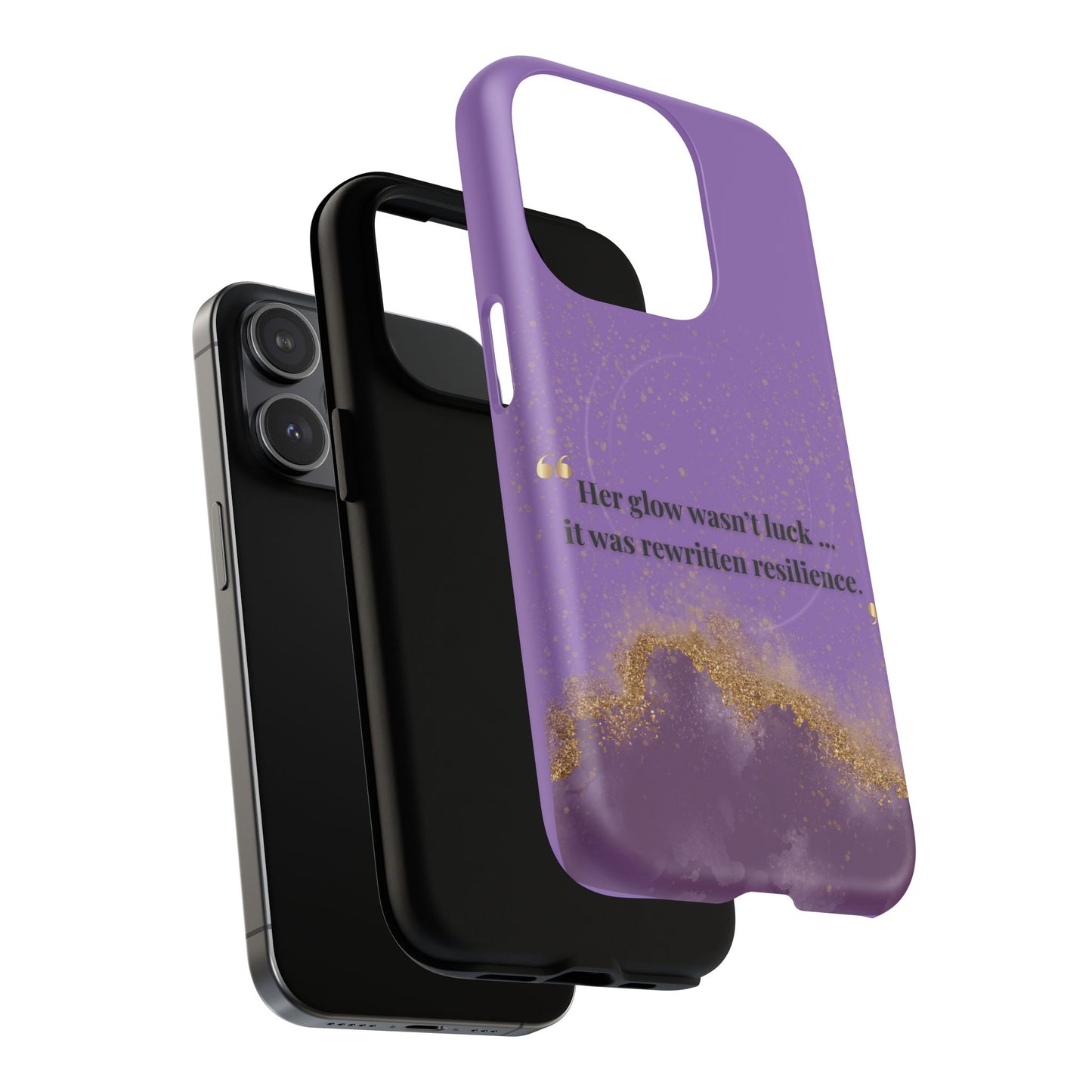 Phone Case — "Her glow wasn't luck... it was rewritten resilience" Purple Glitter Tough Magnetic Case