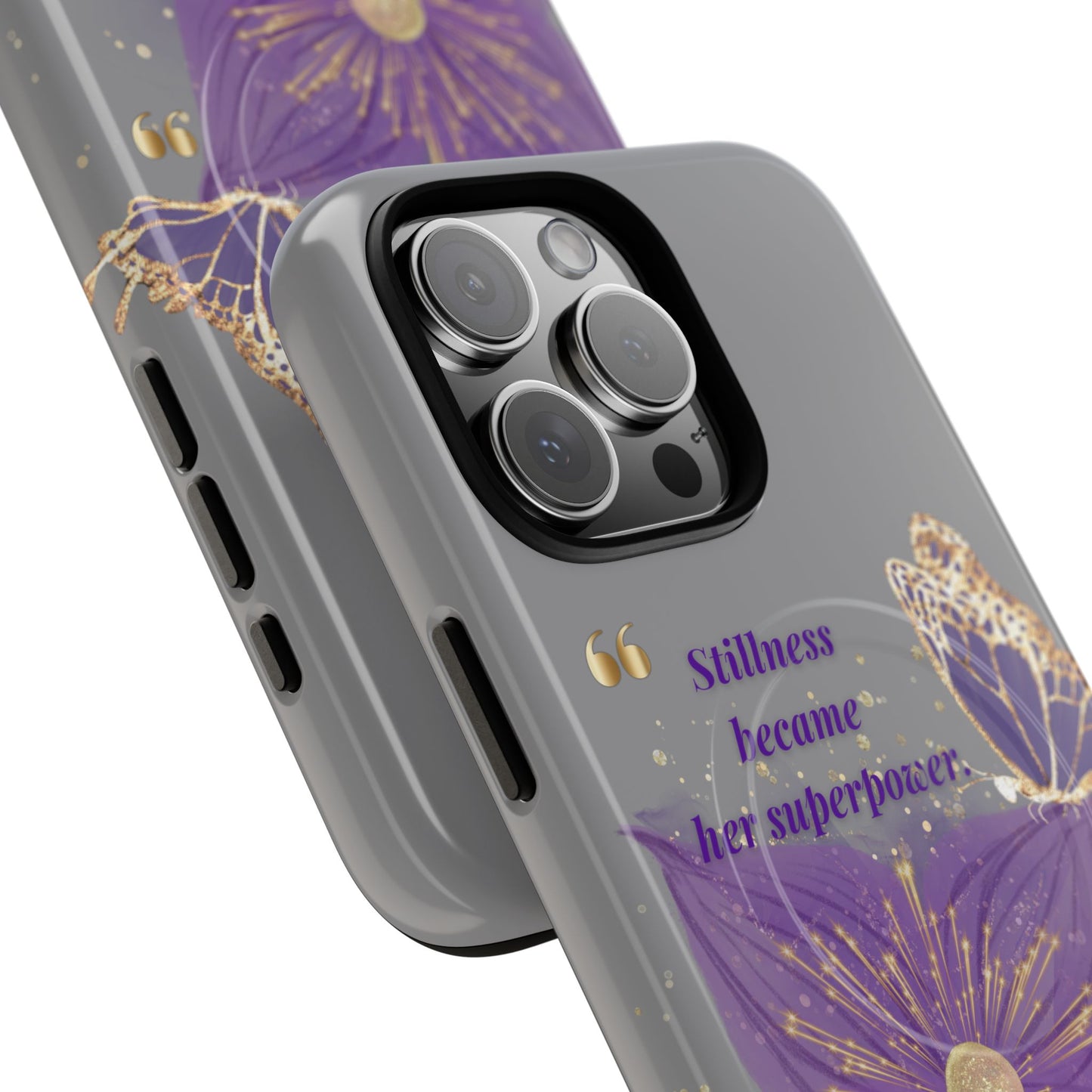 Phone Case — "Stillness Became Her Superpower" Purple Butterfly Tough Magnetic Case