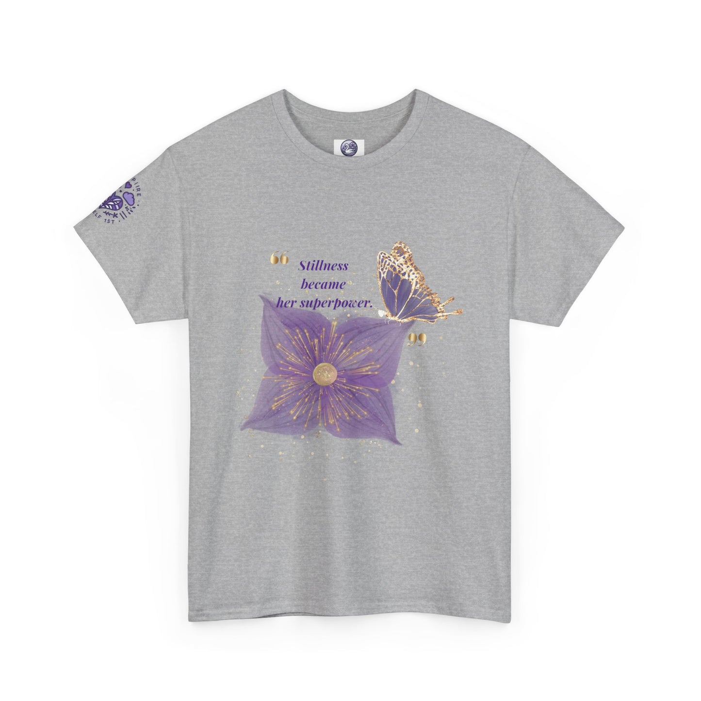 Floral Butterfly Tee — "Stillness became her superpower" Graphic T-Shirt