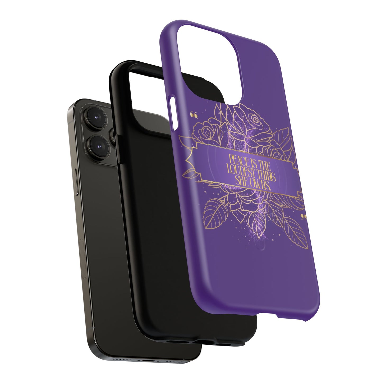 Peace is the loudest... Floral Purple Banner Tough Magnetic Phone Case