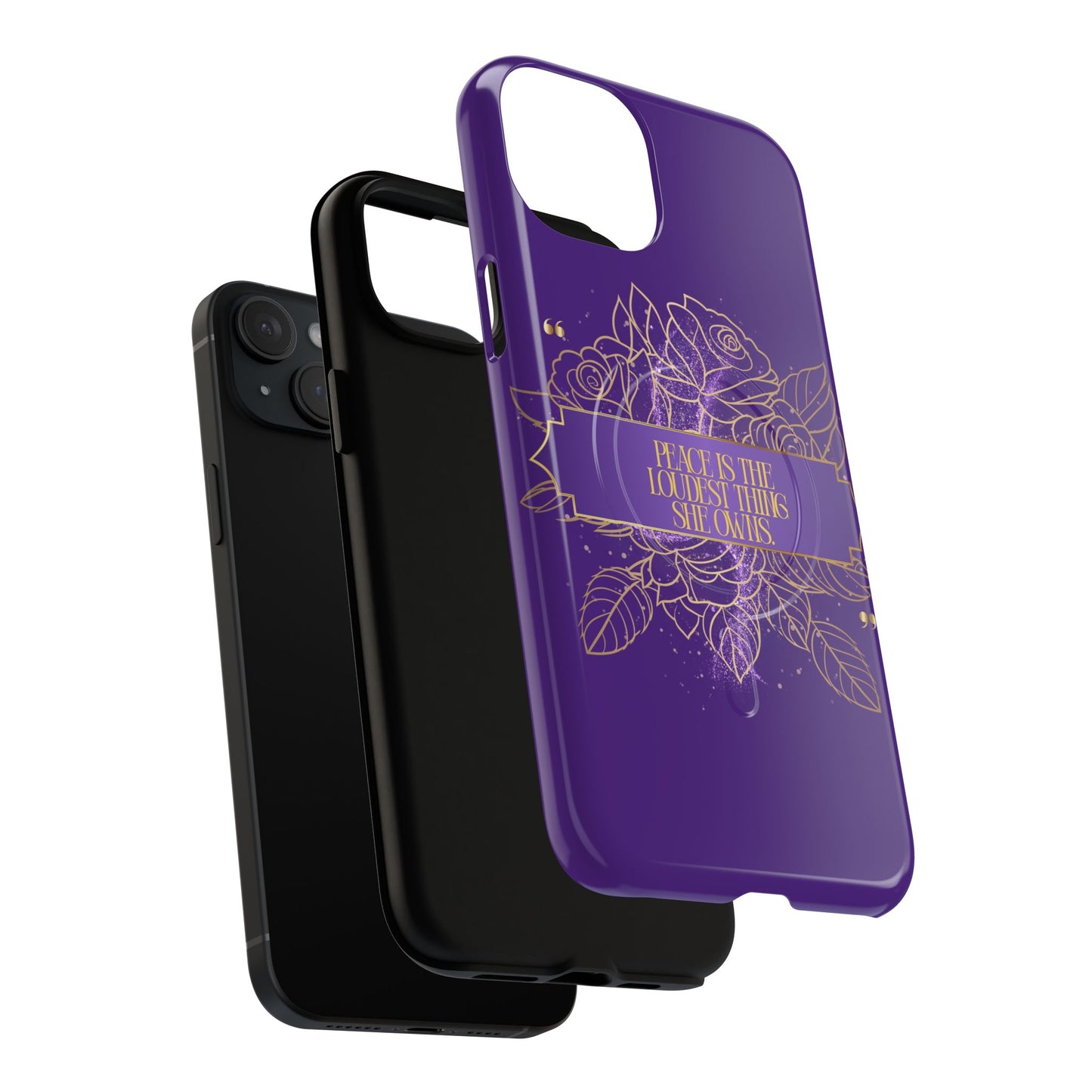 Peace is the loudest... Floral Purple Banner Tough Magnetic Phone Case