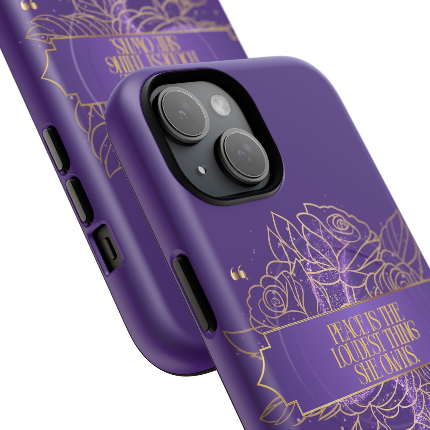 Peace is the loudest... Floral Purple Banner Tough Magnetic Phone Case