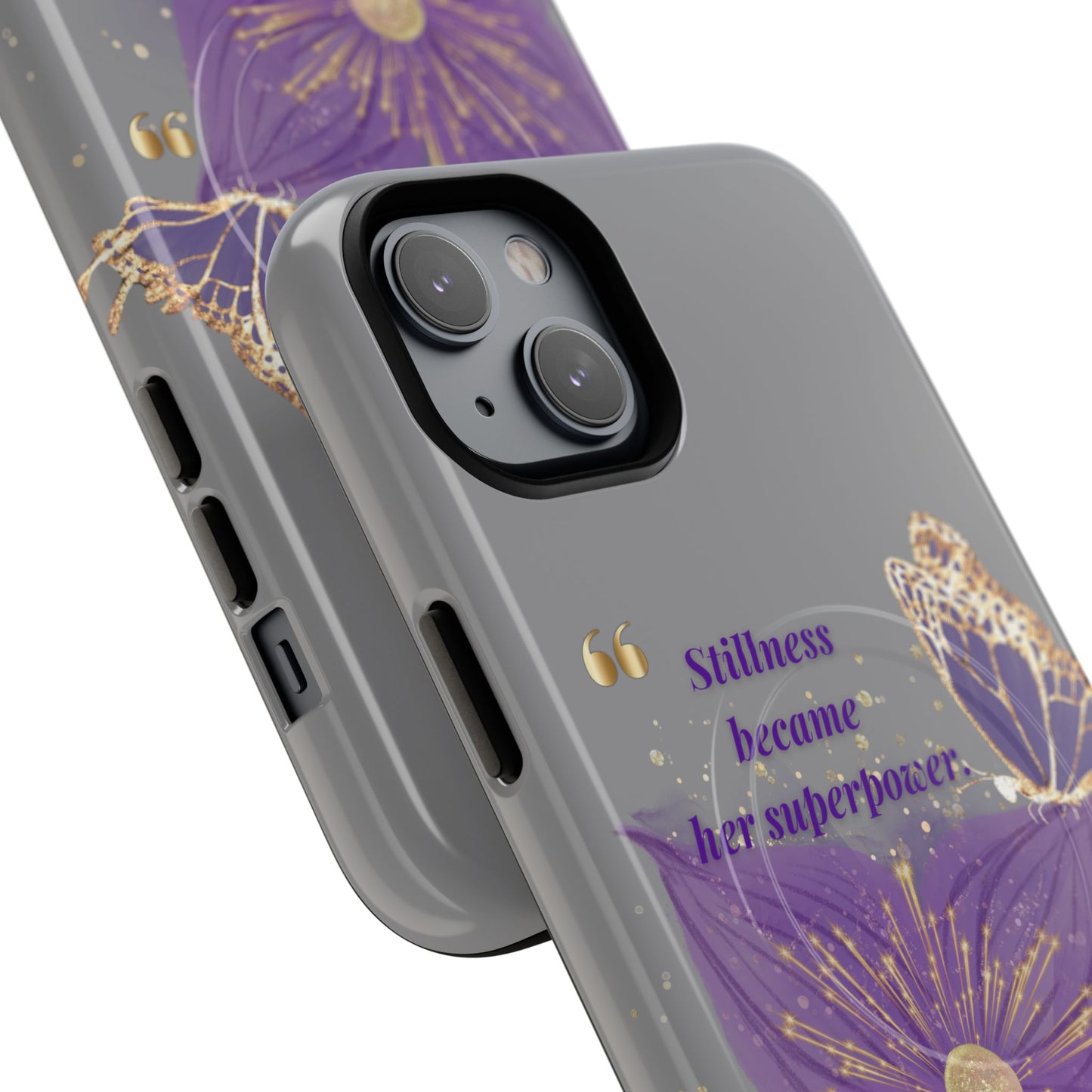 Phone Case — "Stillness Became Her Superpower" Purple Butterfly Tough Magnetic Case
