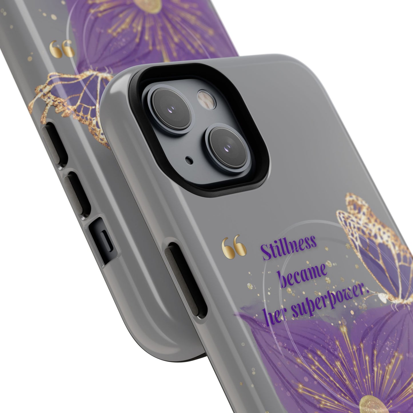 Phone Case — "Stillness Became Her Superpower" Purple Butterfly Tough Magnetic Case