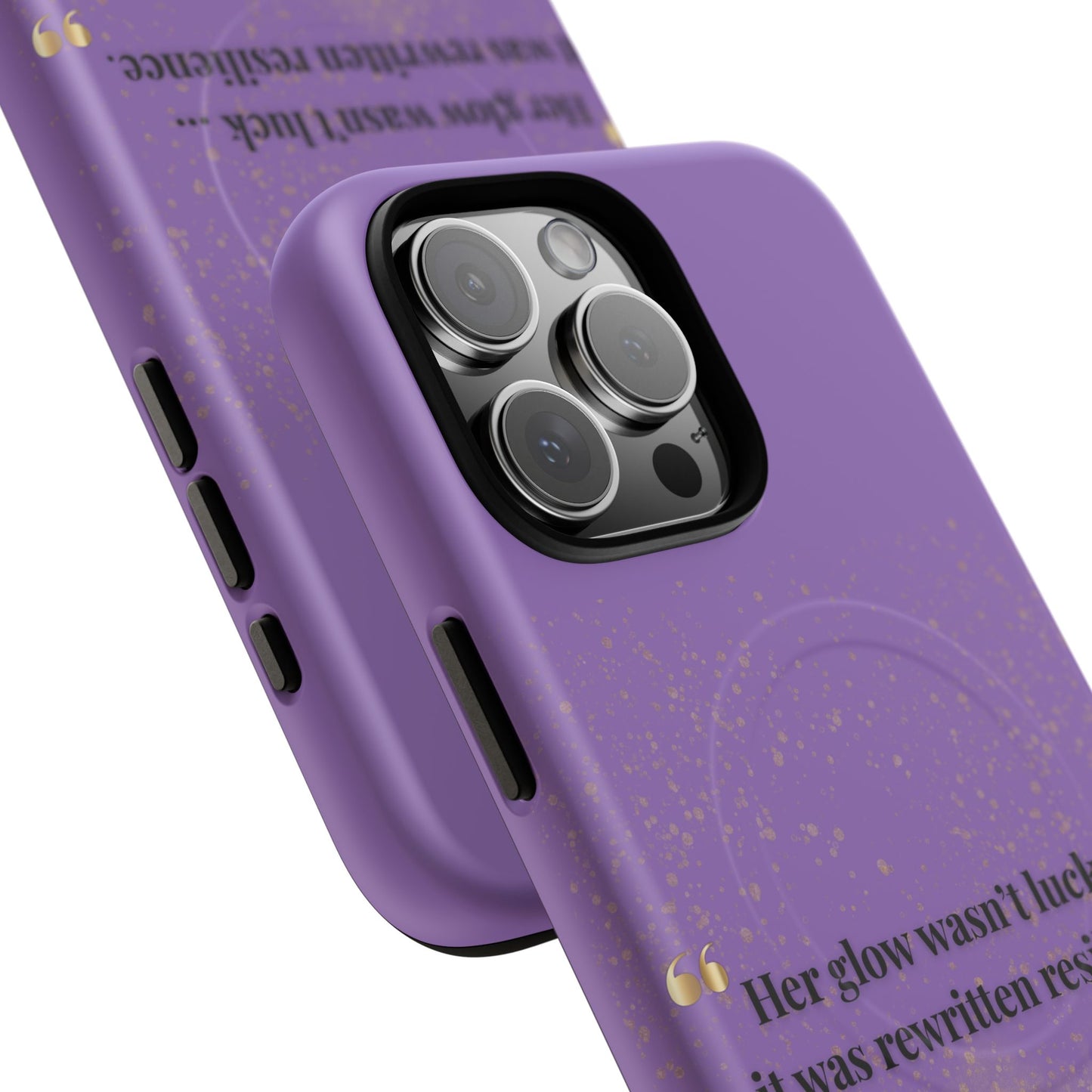 Phone Case — "Her glow wasn't luck... it was rewritten resilience" Purple Glitter Tough Magnetic Case